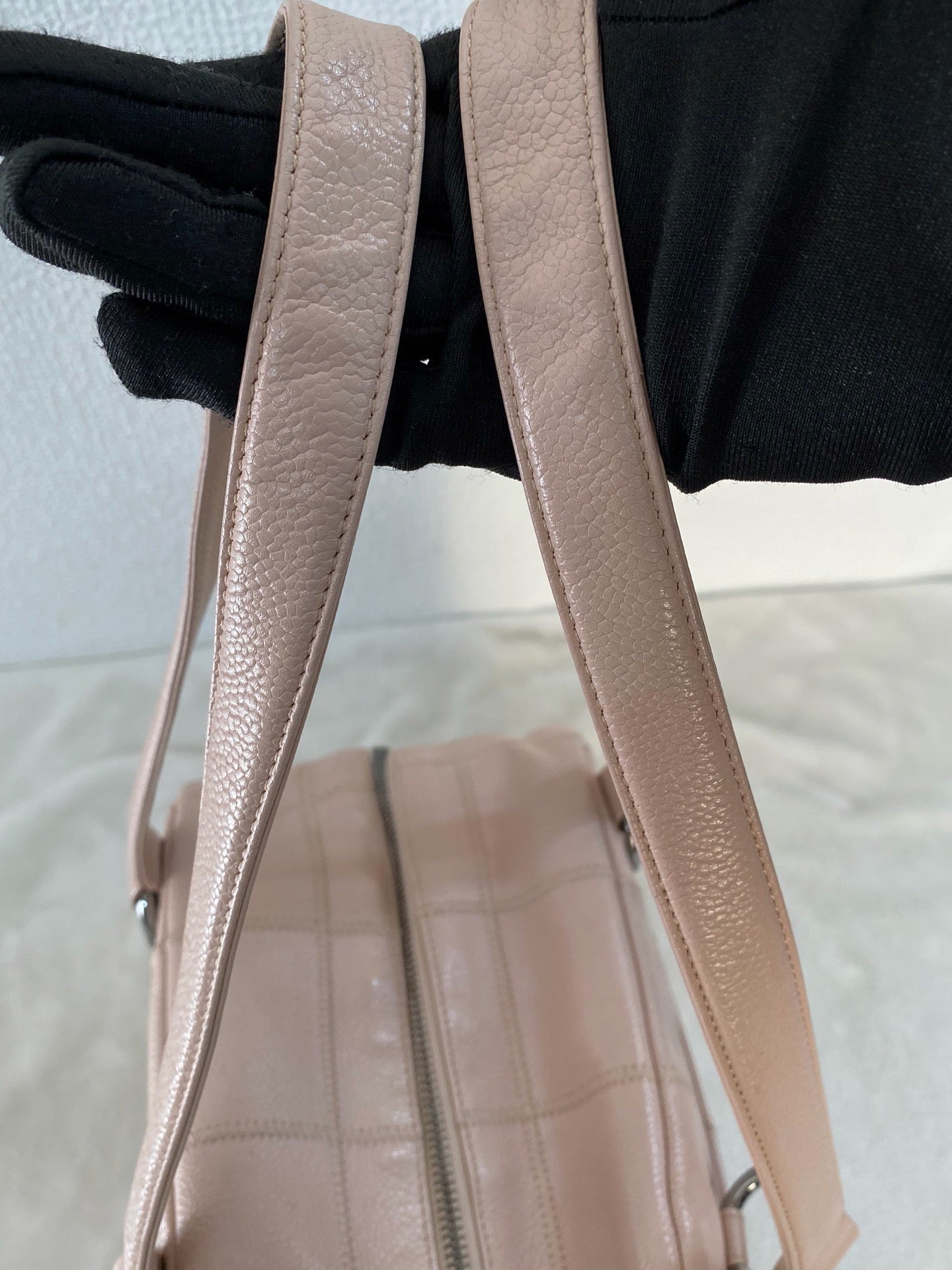 CHANEL Pink Leather Bowling Handbag
