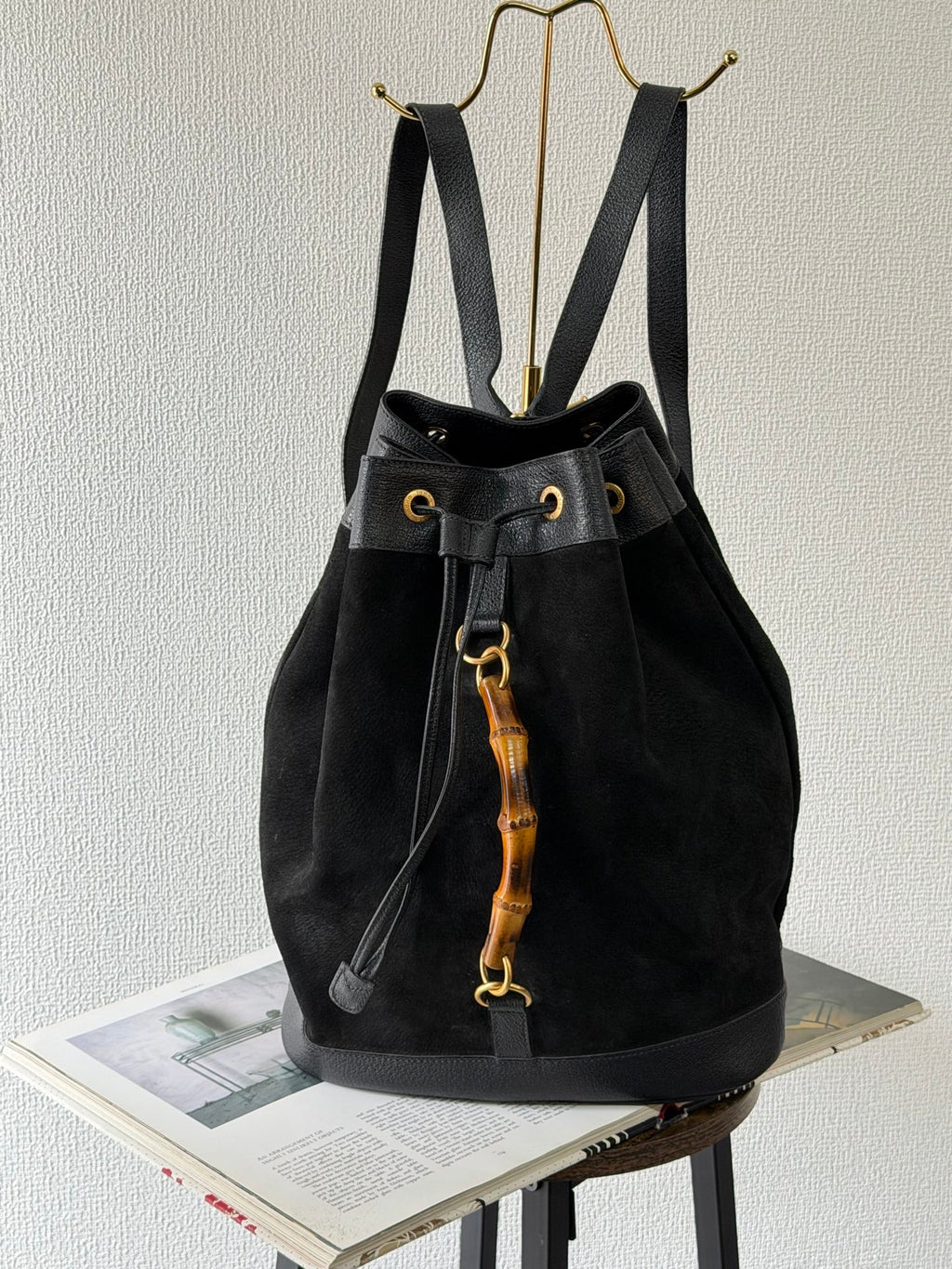 GUCCI Bamboo Suede Backpack