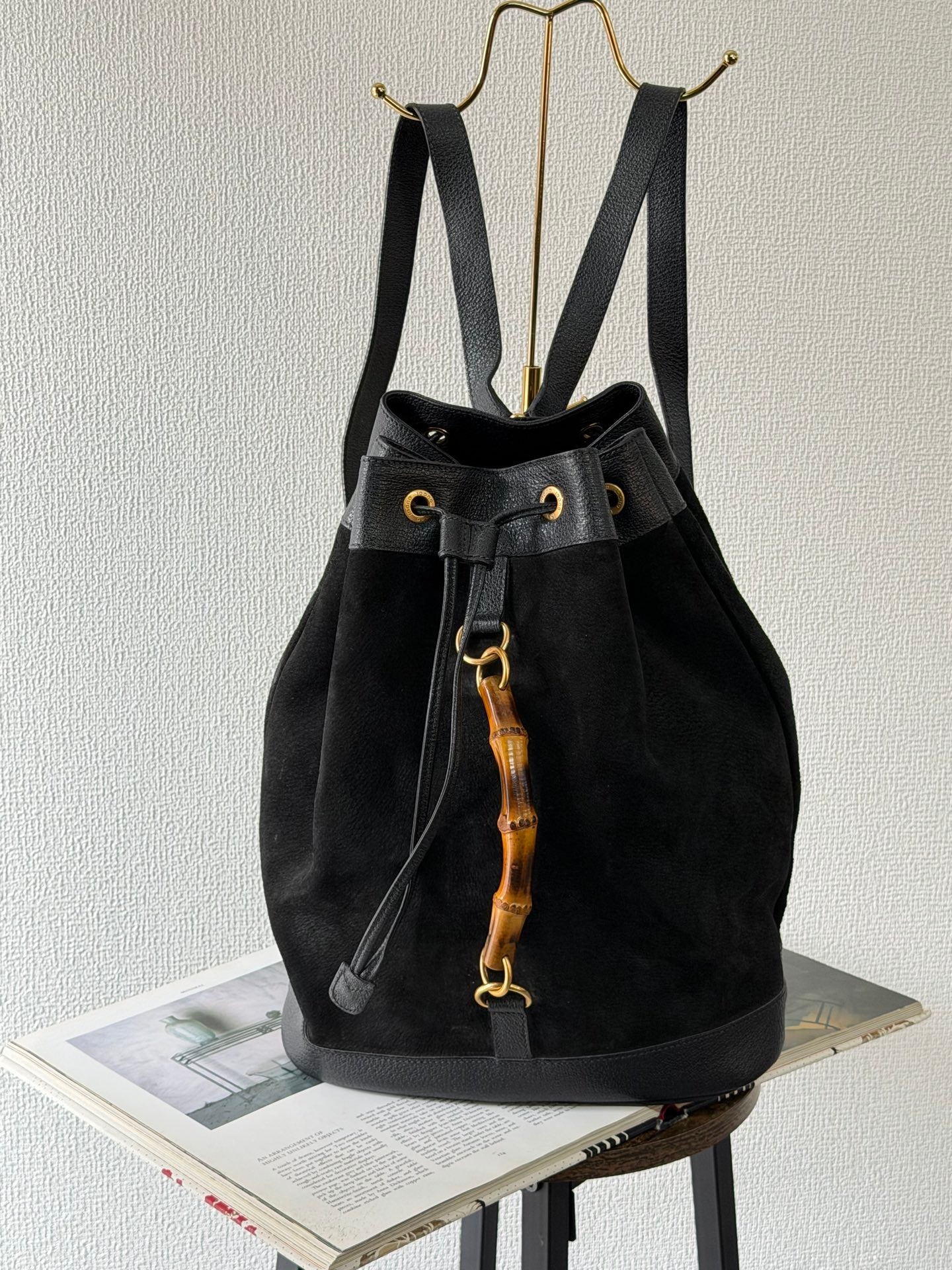GUCCI Bamboo Suede Backpack