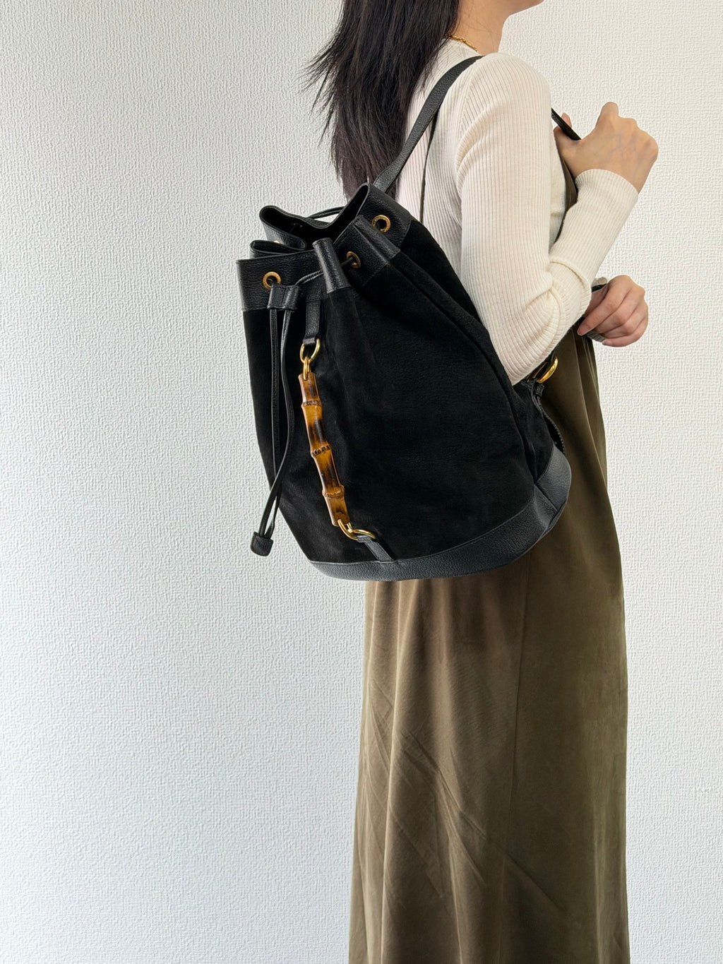 GUCCI Bamboo Suede Backpack