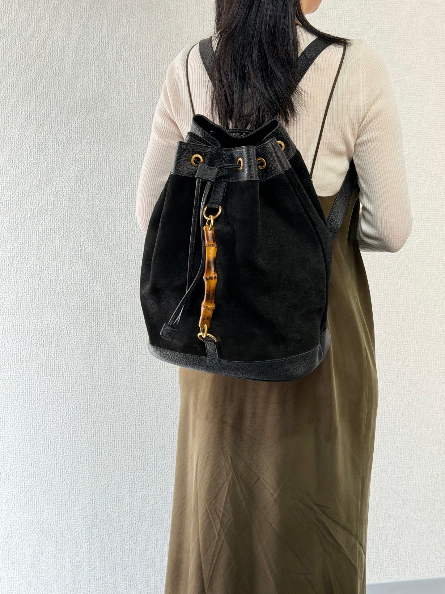 GUCCI Bamboo Suede Backpack
