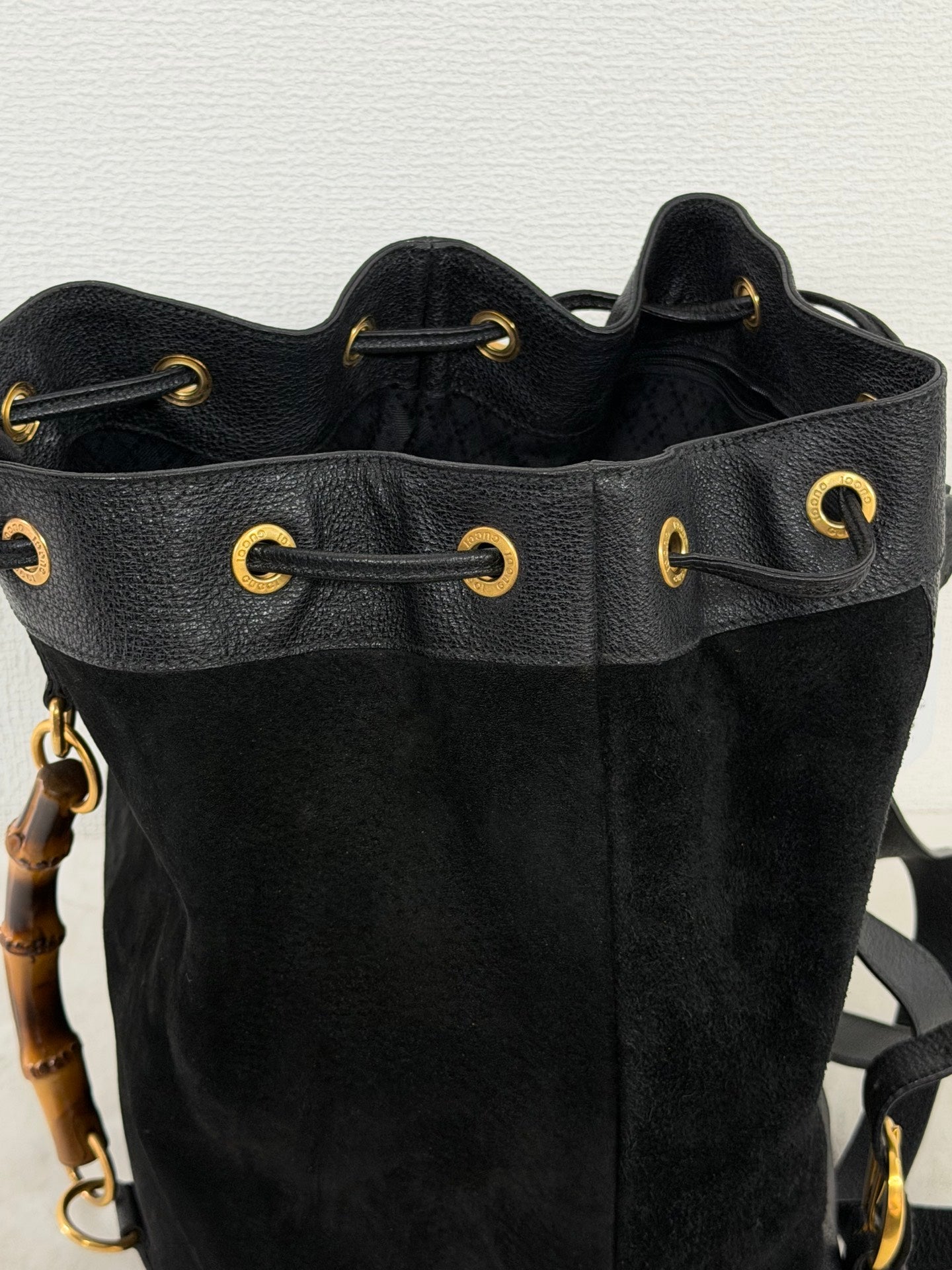 GUCCI Bamboo Suede Backpack