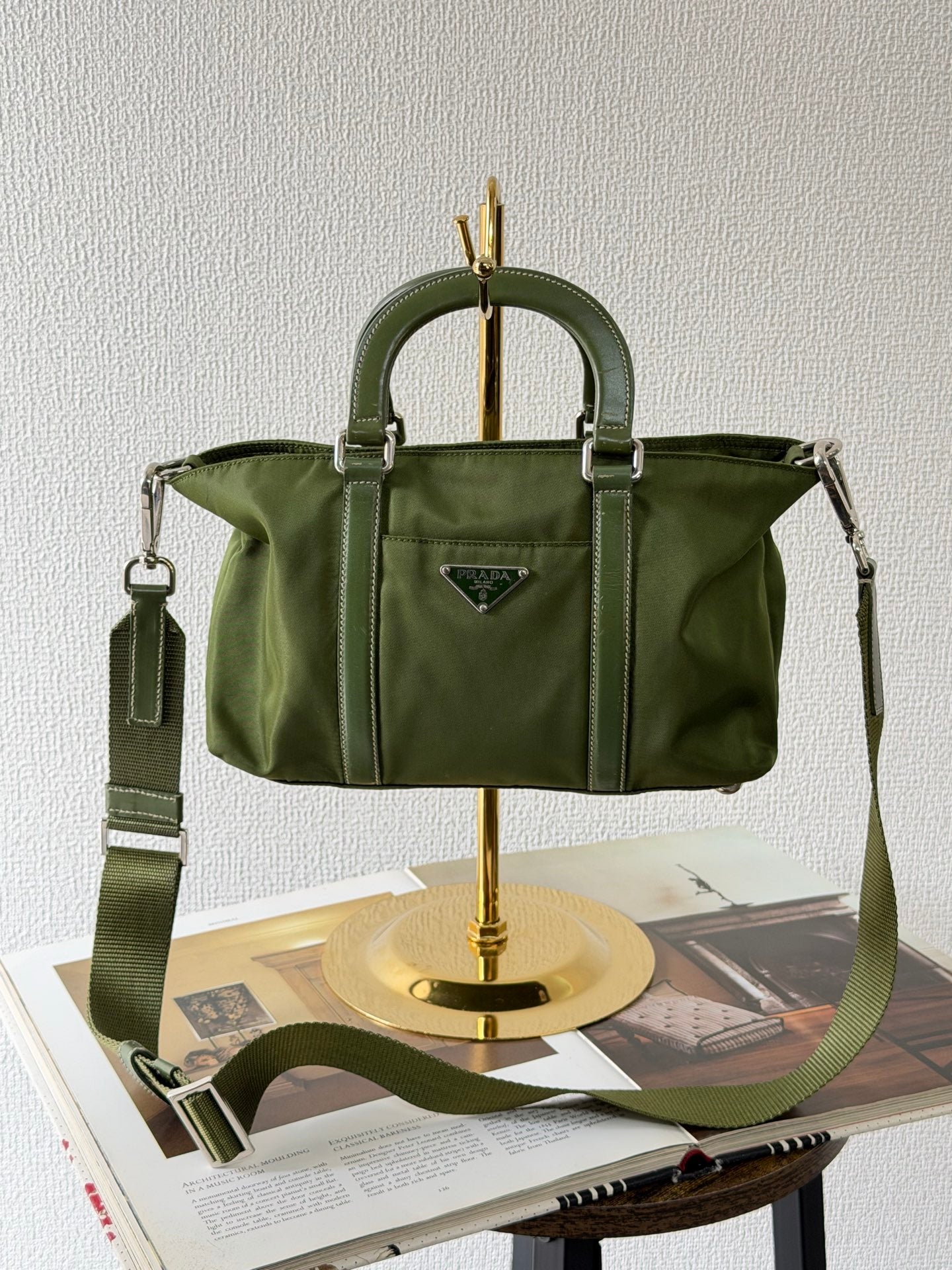 PRADA Nylon Olive Green 2WAY Shoulderbag