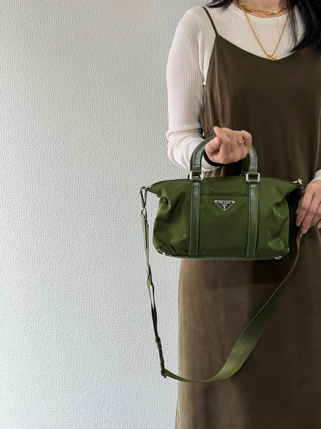 PRADA Nylon Olive Green 2WAY Shoulderbag