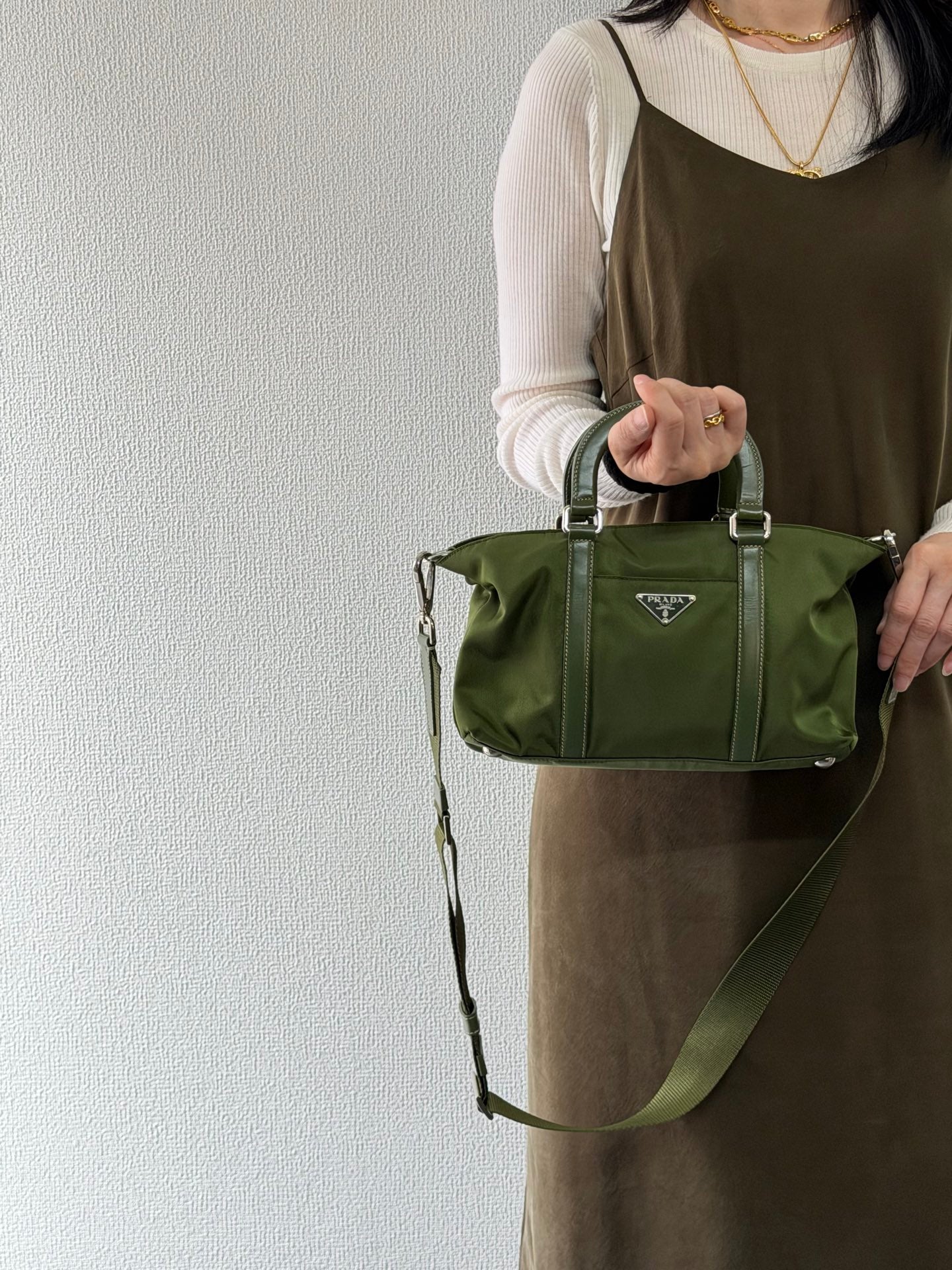 PRADA Nylon Olive Green 2WAY Shoulderbag