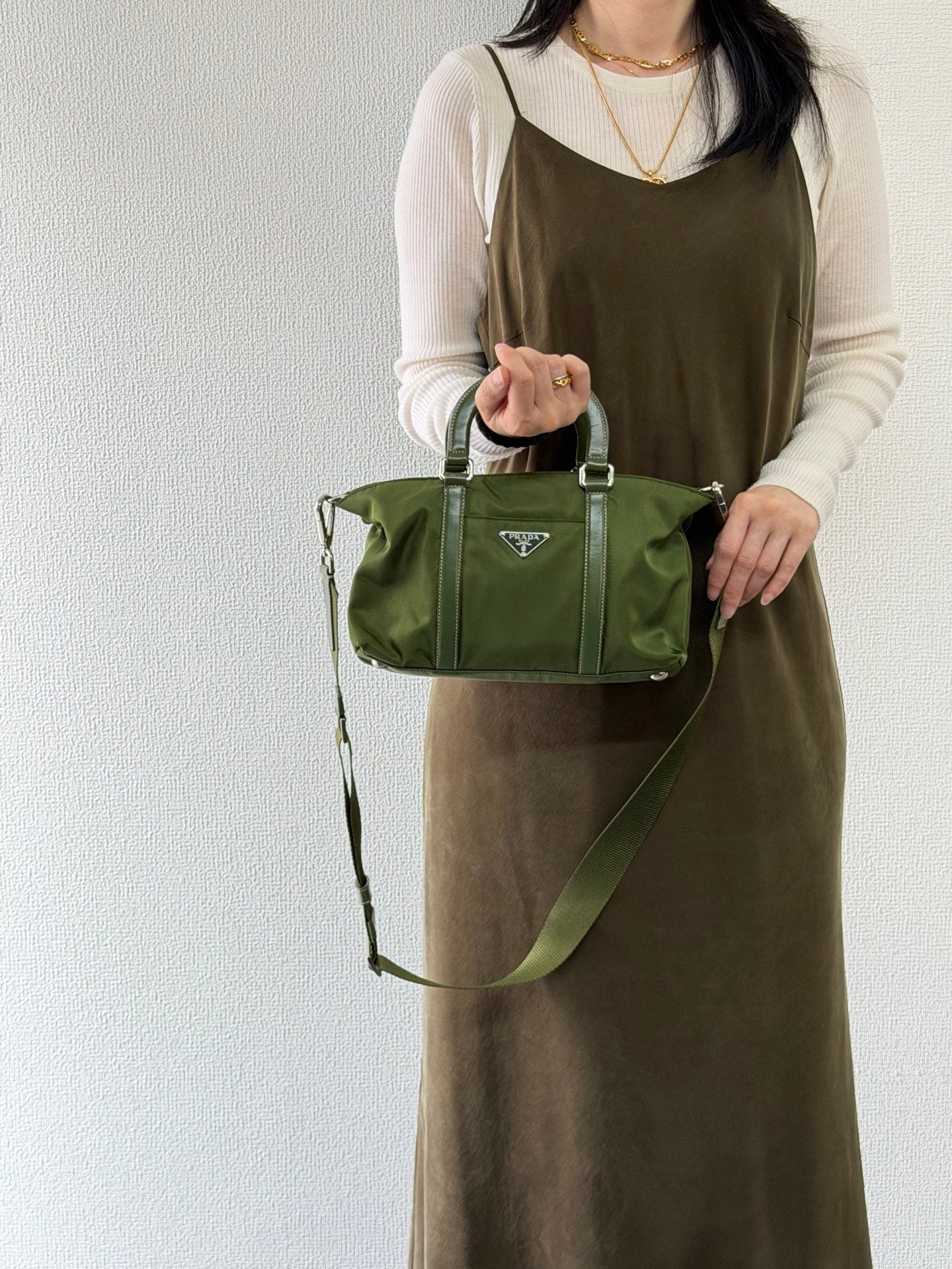 PRADA Nylon Olive Green 2WAY Shoulderbag