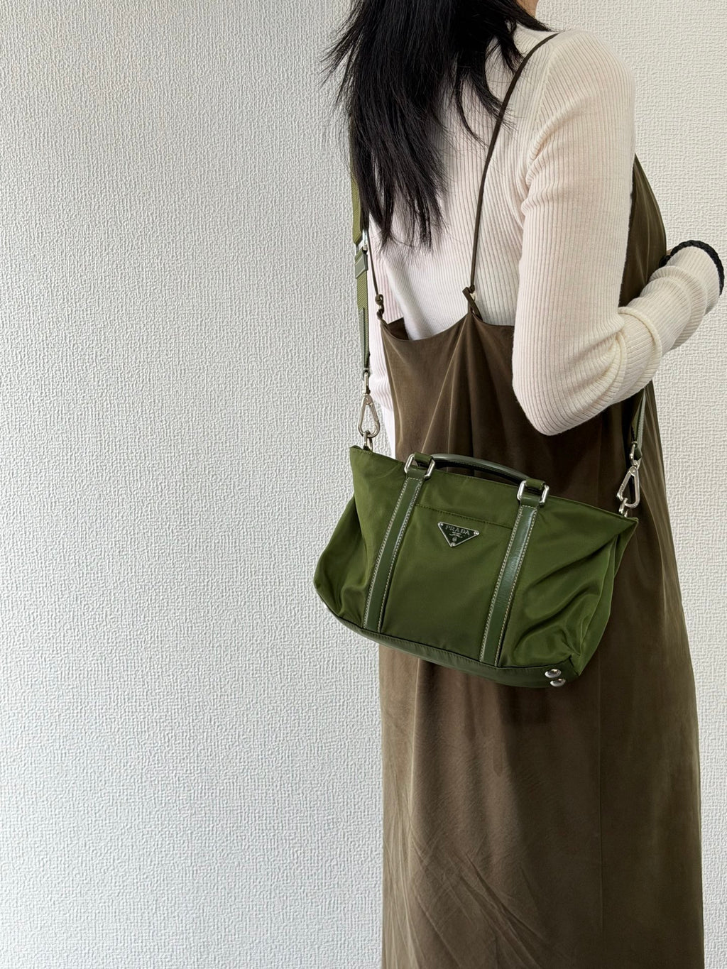 PRADA Nylon Olive Green 2WAY Shoulderbag