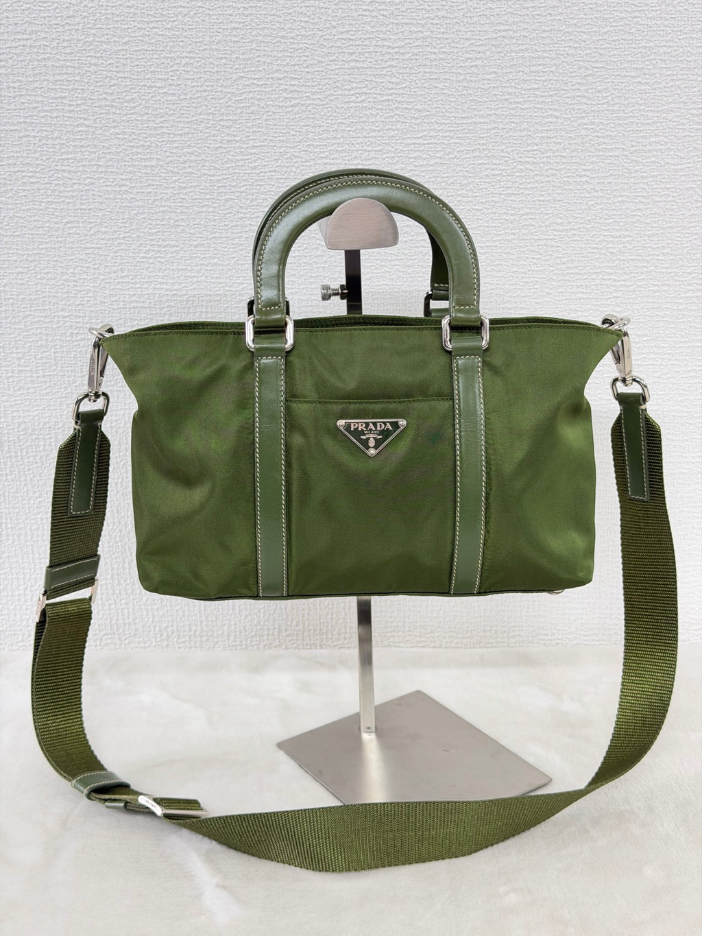 PRADA Nylon Olive Green 2WAY Shoulderbag
