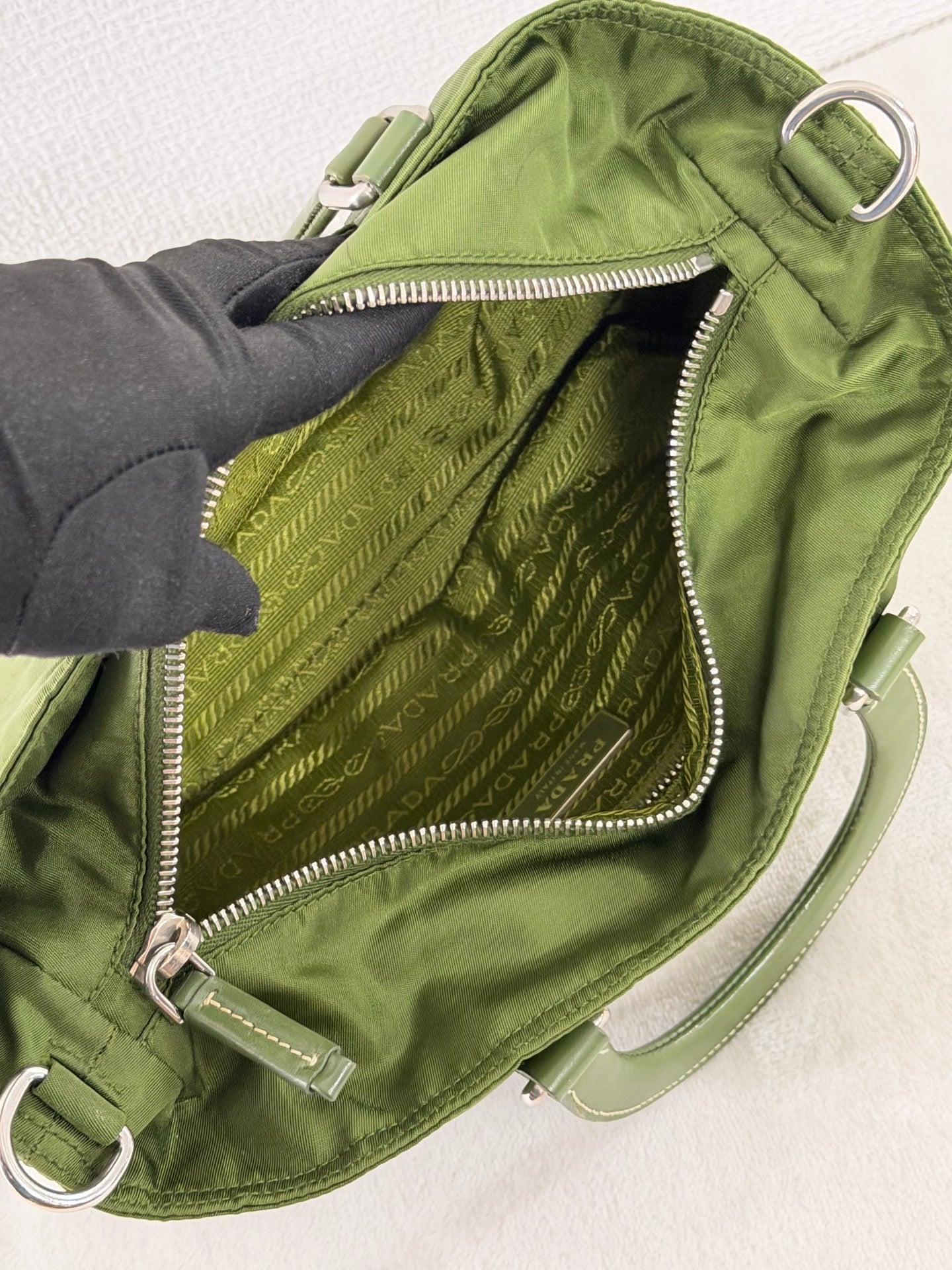 PRADA Nylon Olive Green 2WAY Shoulderbag