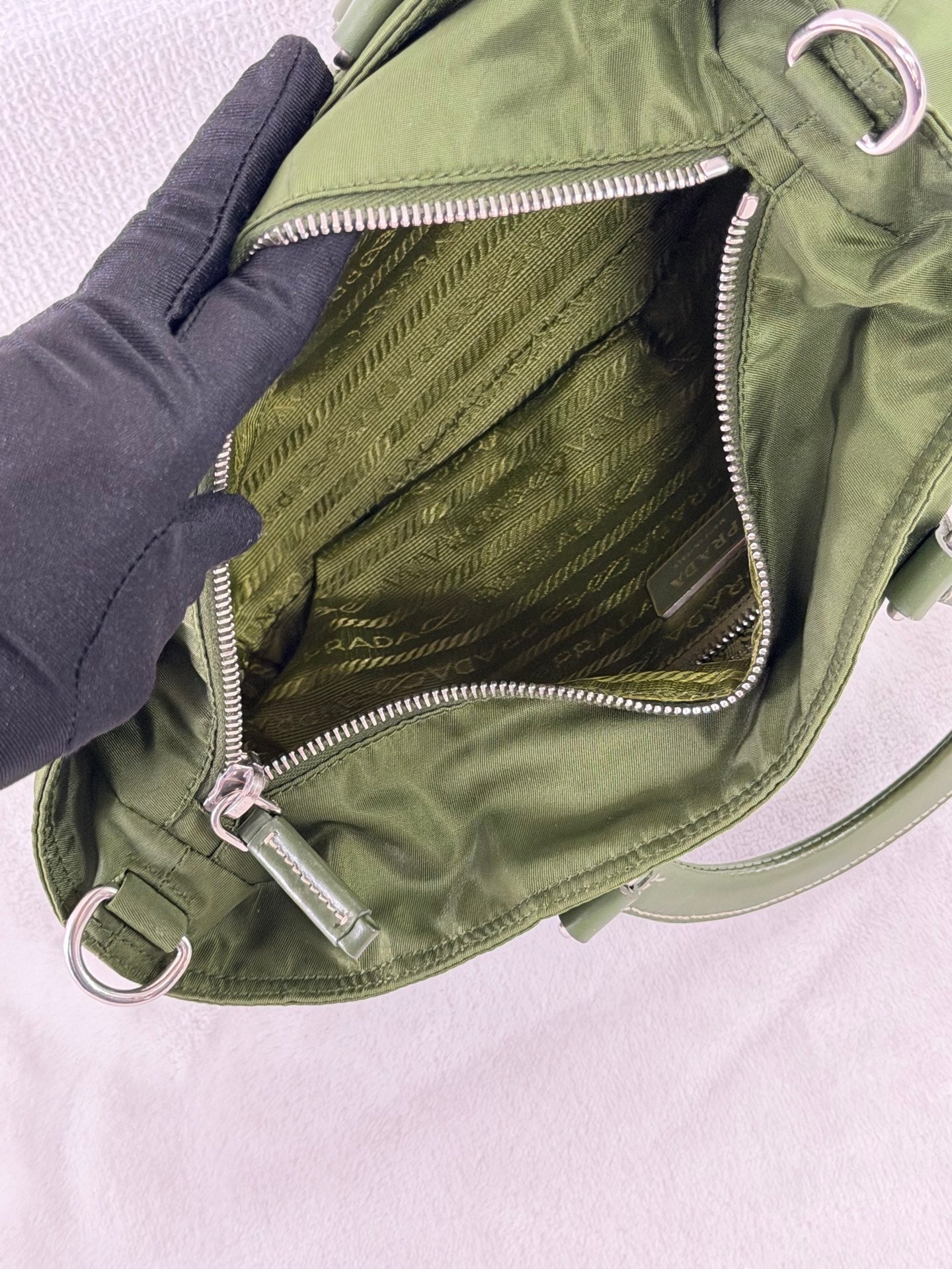 PRADA Nylon Olive Green 2WAY Shoulderbag
