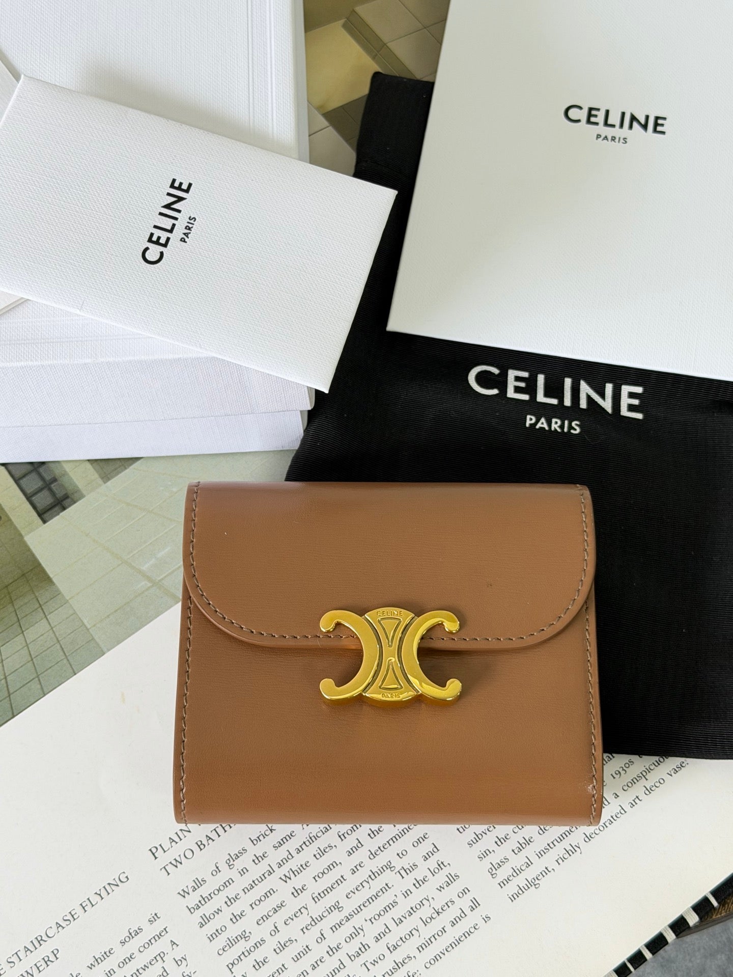 CELINE Leather Trifold Wallet
