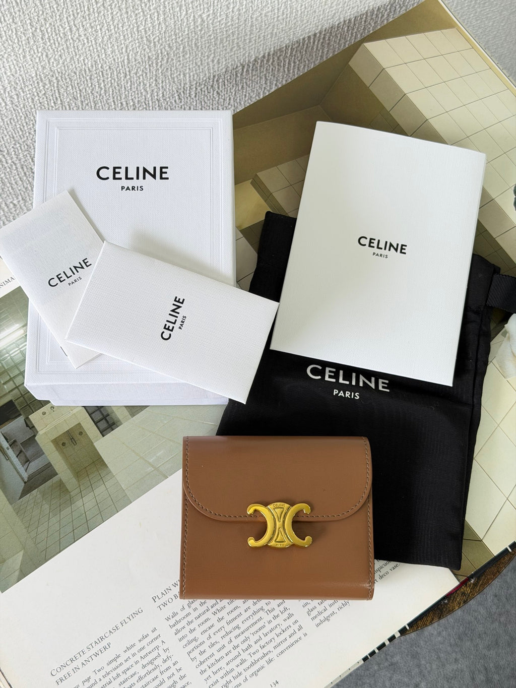 CELINE Leather Trifold Wallet