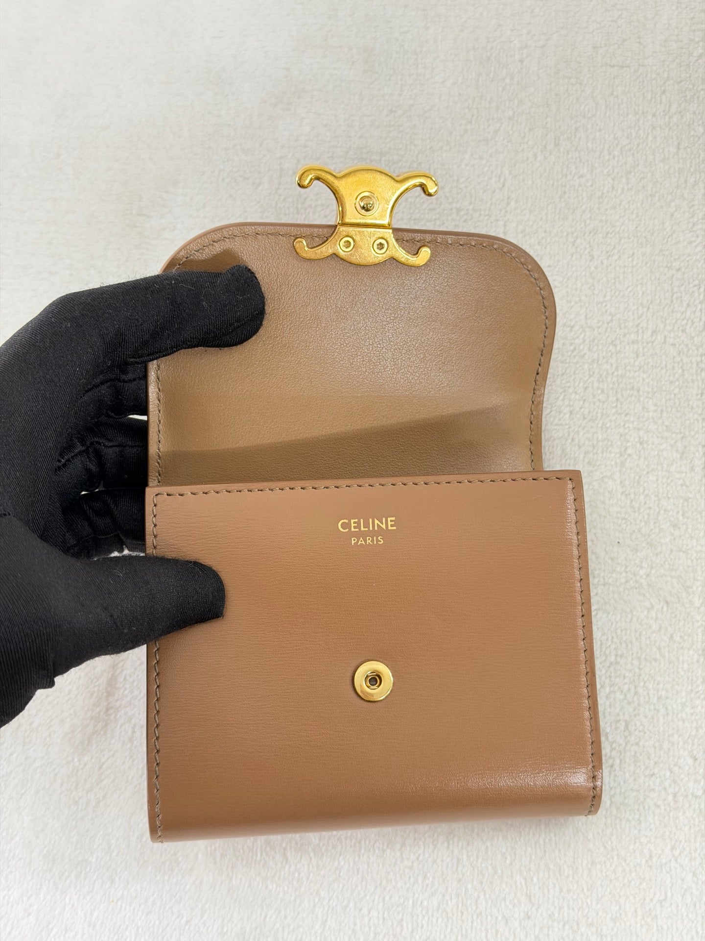 CELINE Leather Trifold Wallet