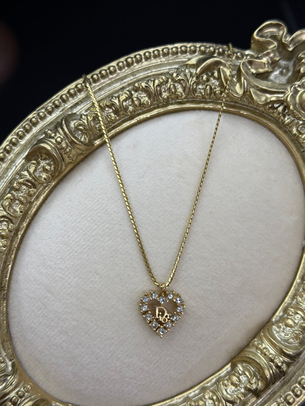 CHRISTIAN DIOR  D Logo  Heart-shaped Necklace