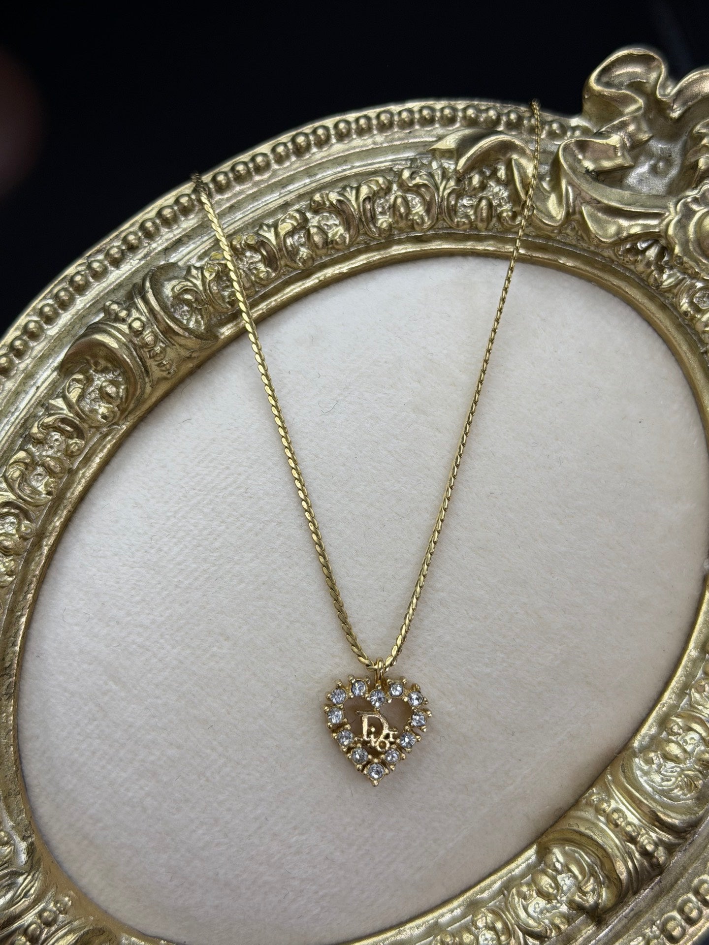 CHRISTIAN DIOR  D Logo  Heart-shaped Necklace