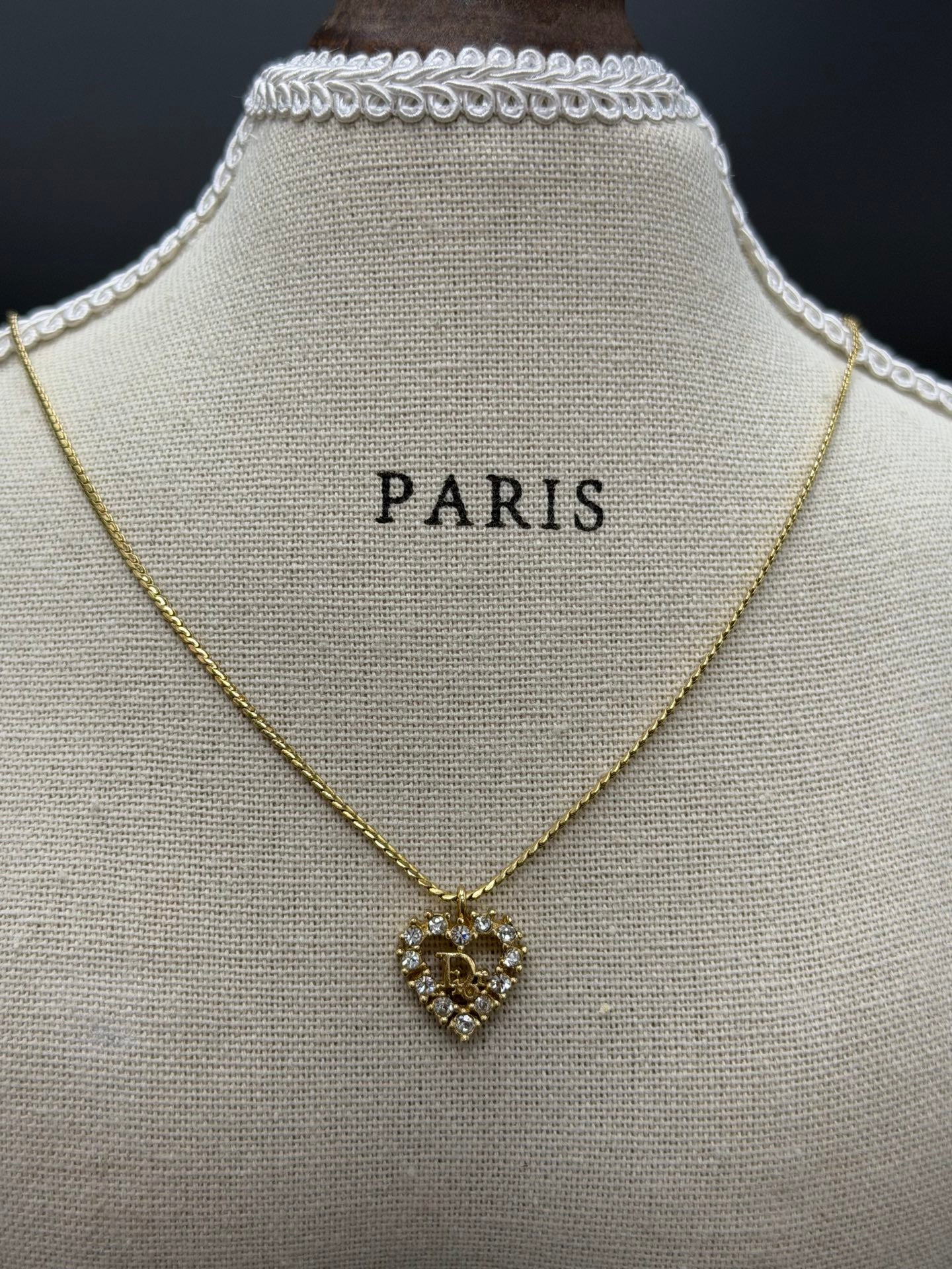 CHRISTIAN DIOR  D Logo  Heart-shaped Necklace