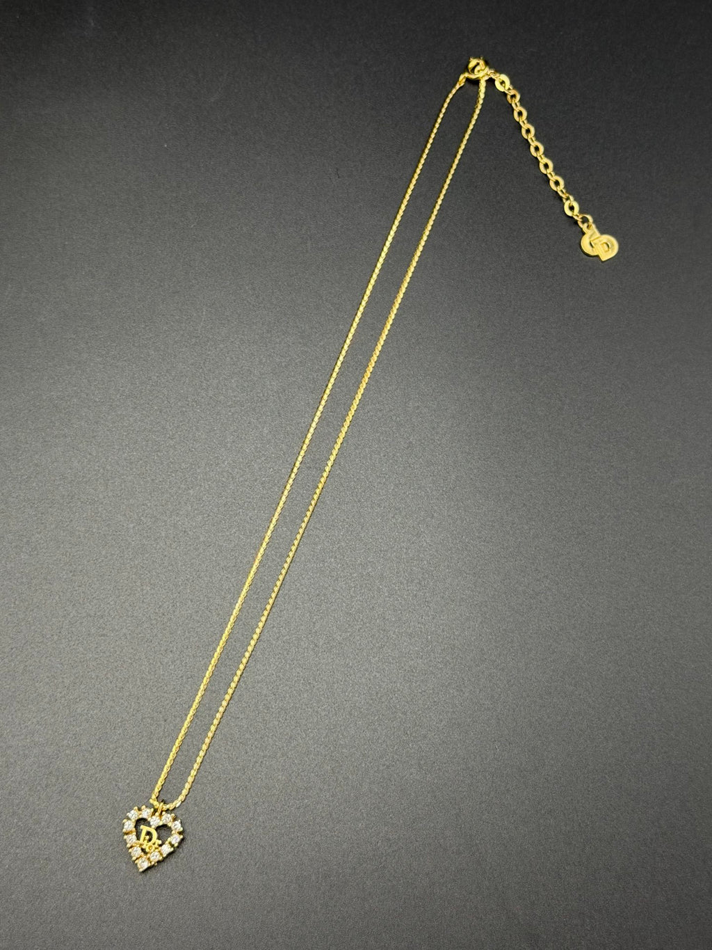 CHRISTIAN DIOR  D Logo  Heart-shaped Necklace