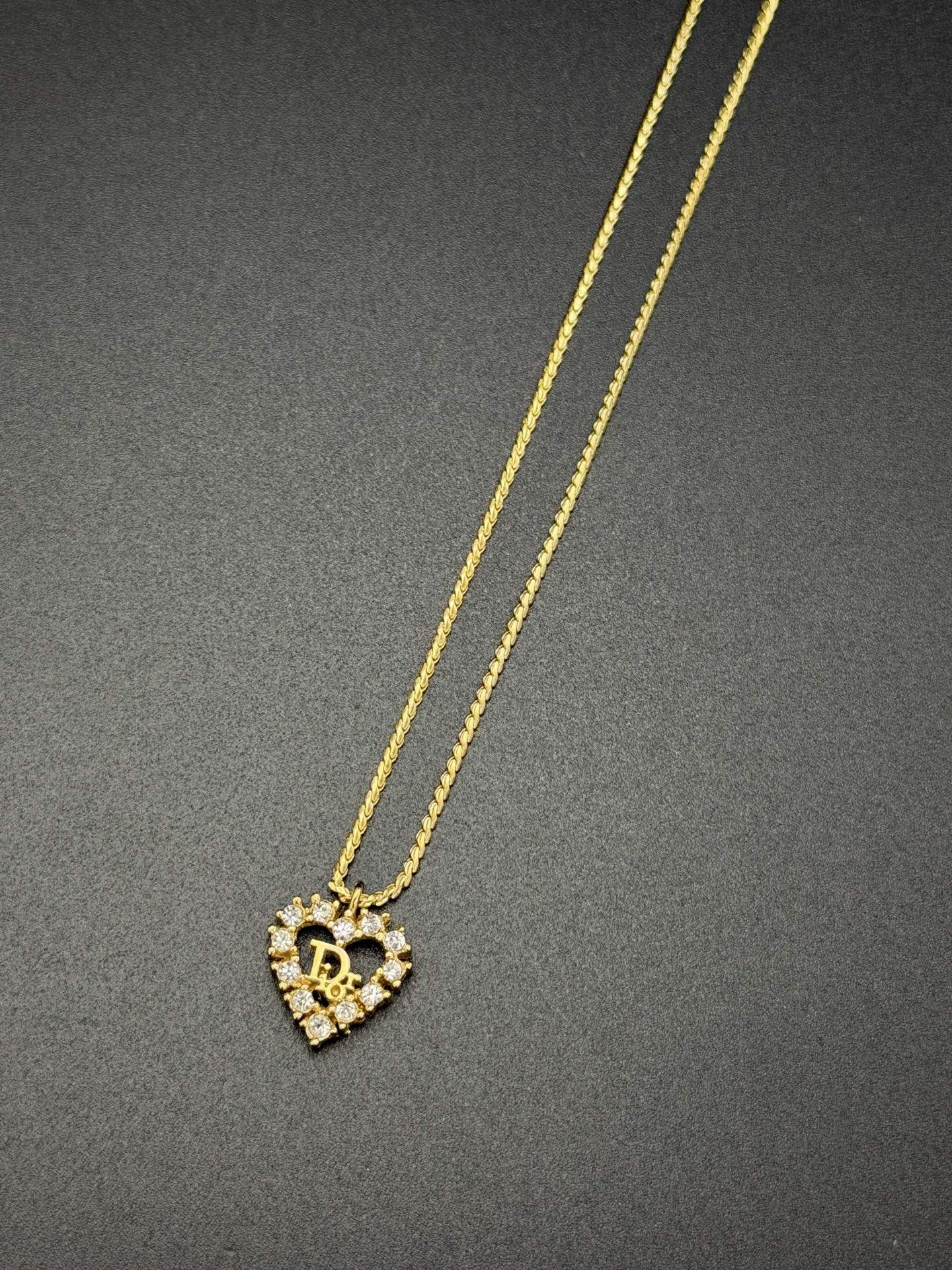 CHRISTIAN DIOR  D Logo  Heart-shaped Necklace