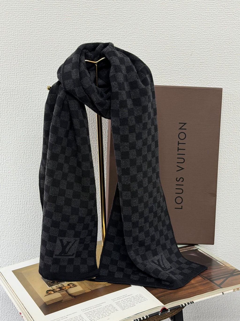 LOUIS VUITTON Damier Wool Scarf
