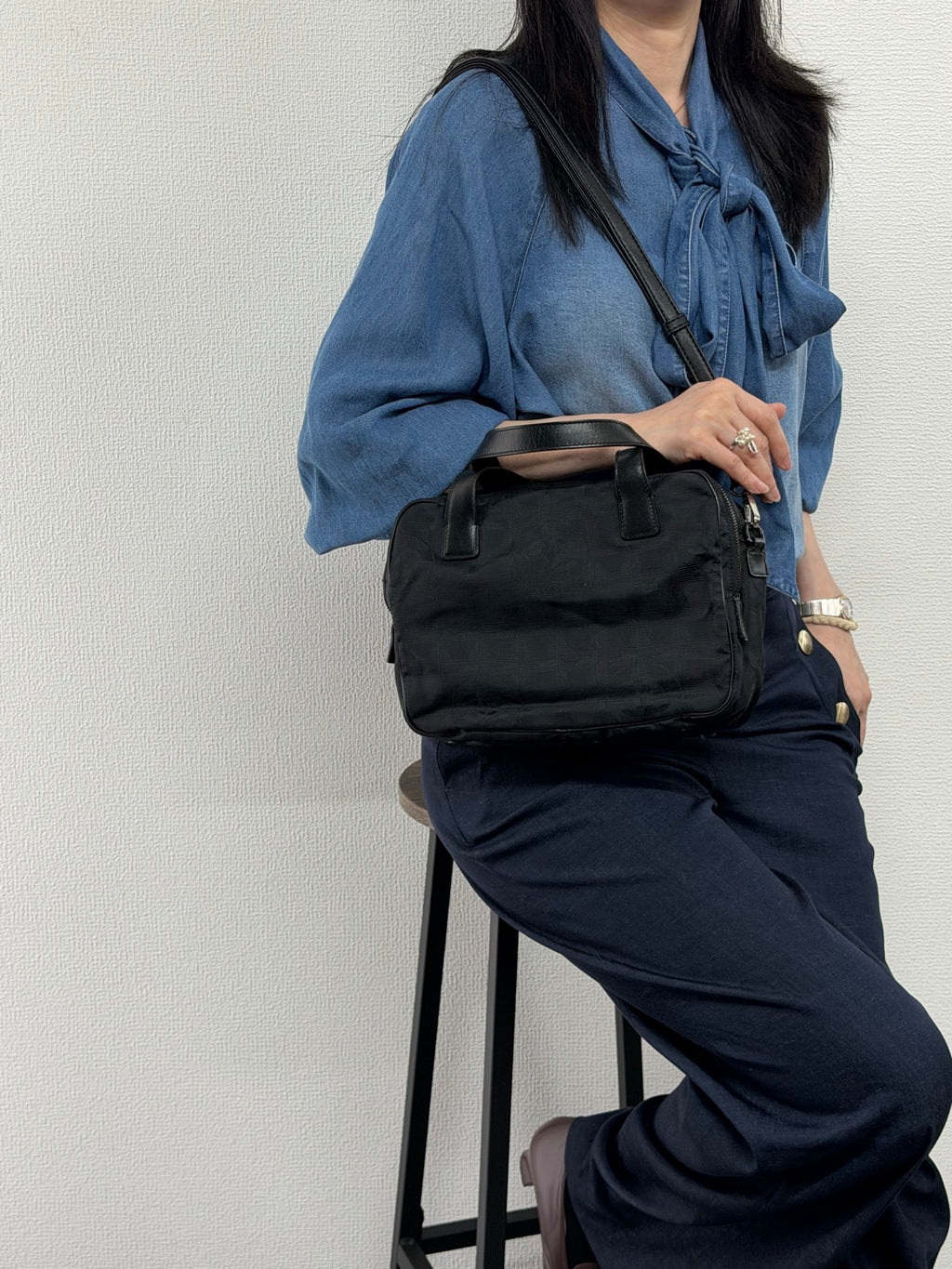 CHANEL Travel Line 2way Handbag