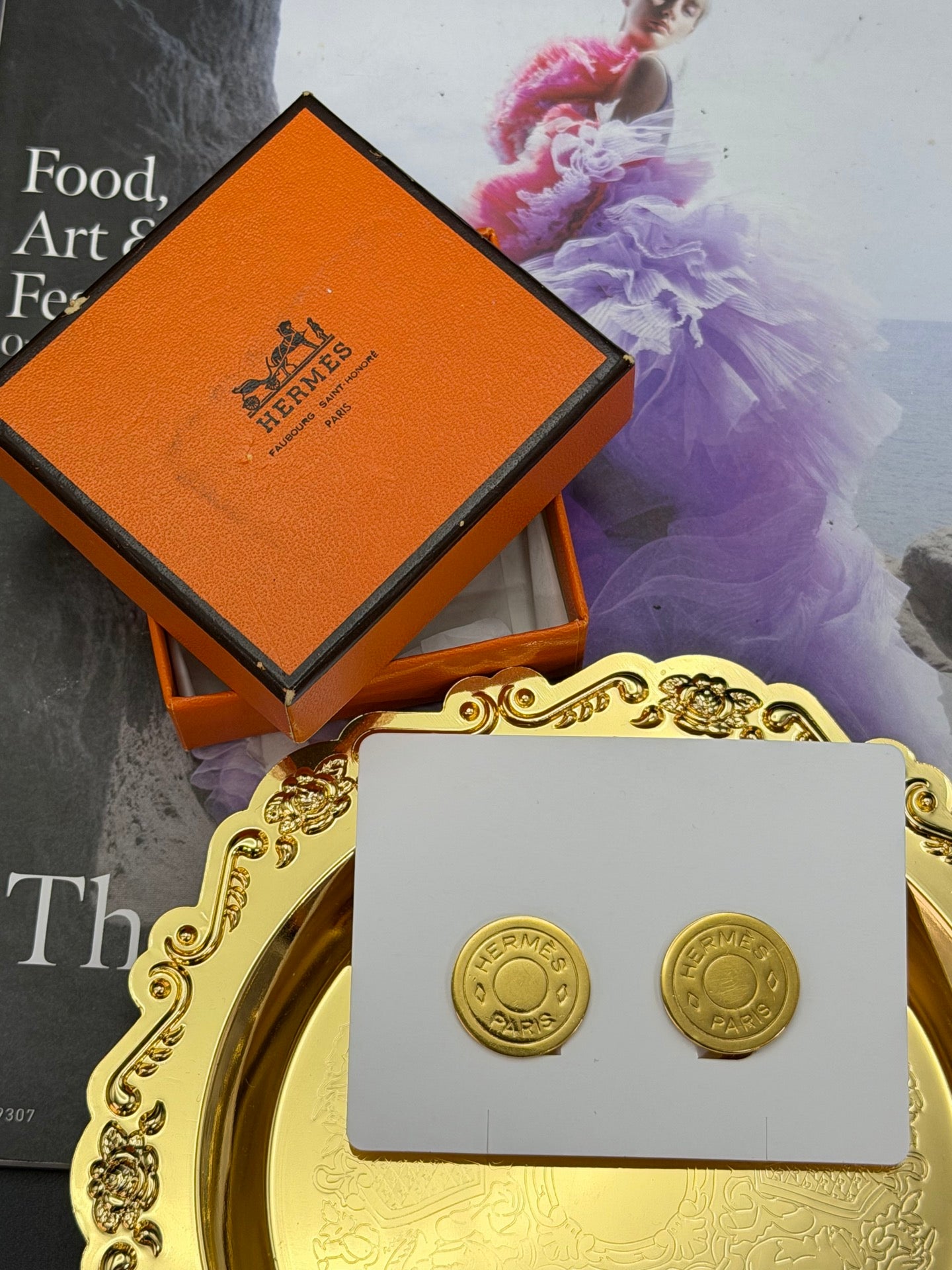 HERMES Gold Coin Earring