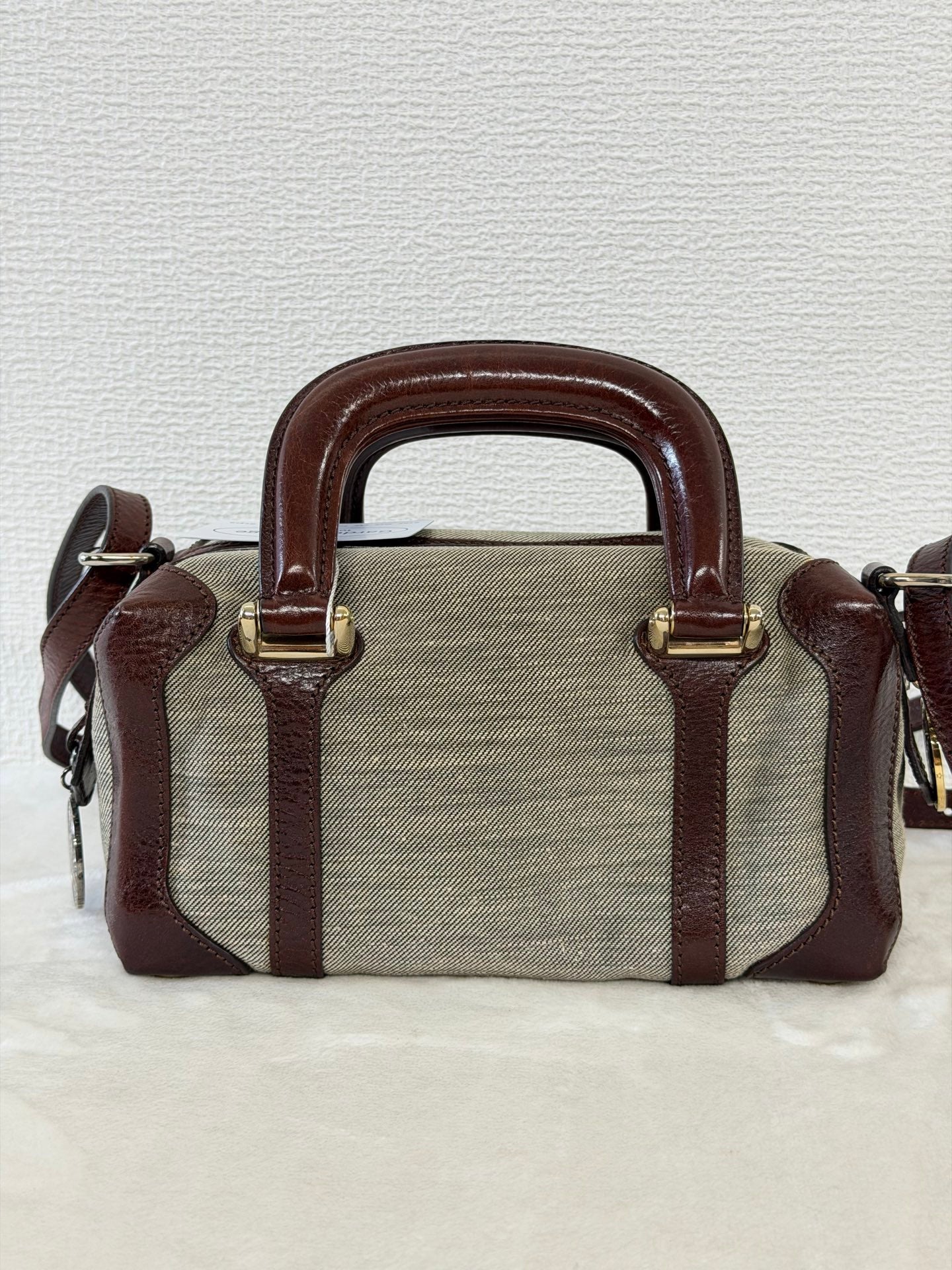 FENDI Cloth Bauletto Squirrel Boston Handbag