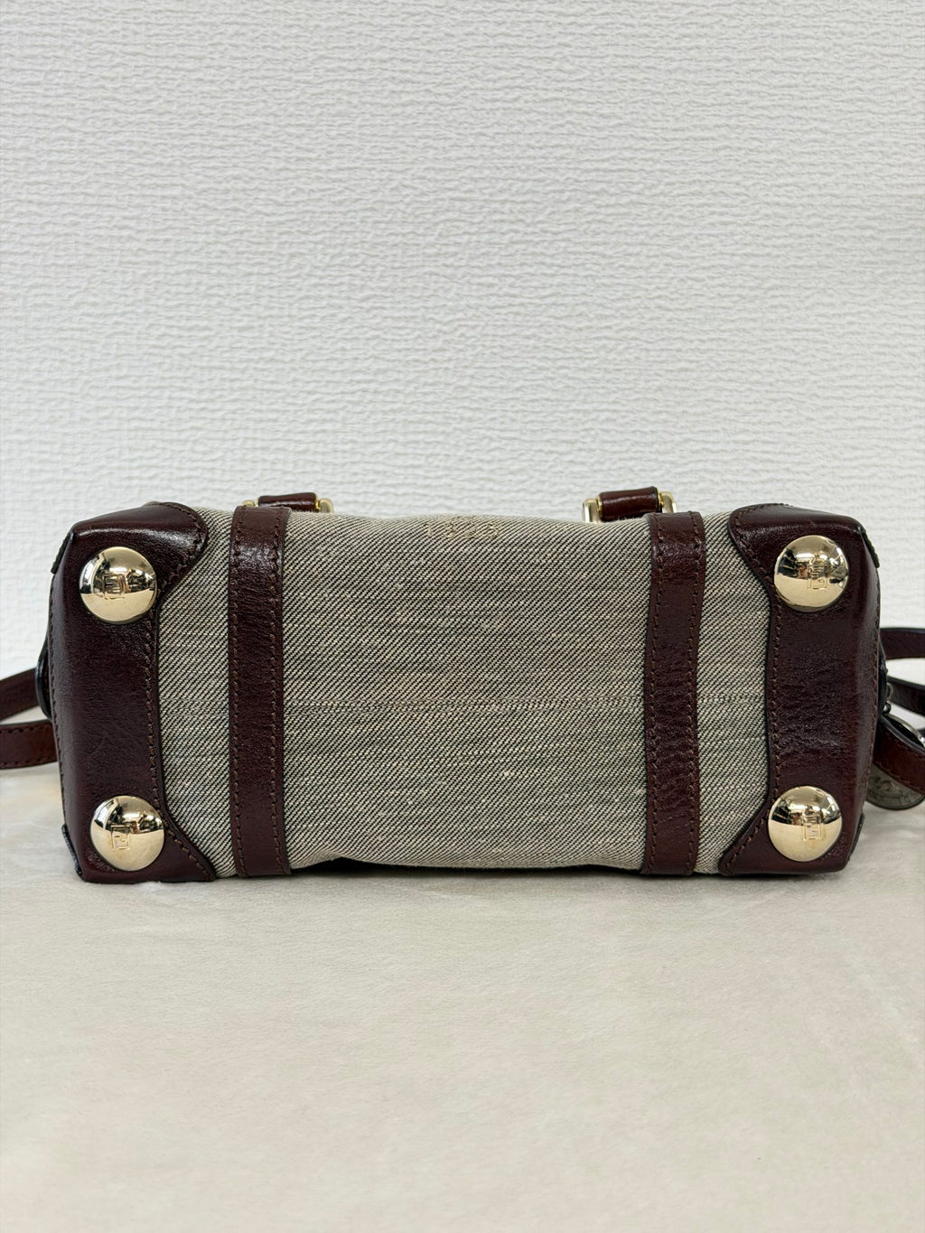 FENDI Cloth Bauletto Squirrel Boston Handbag