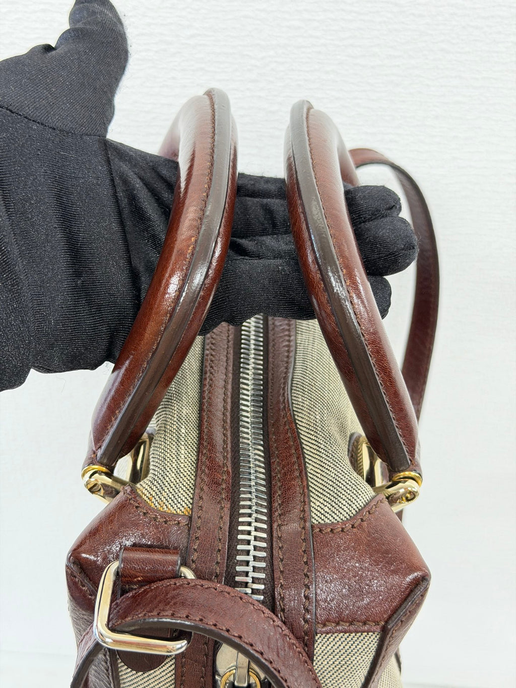FENDI Cloth Bauletto Squirrel Boston Handbag