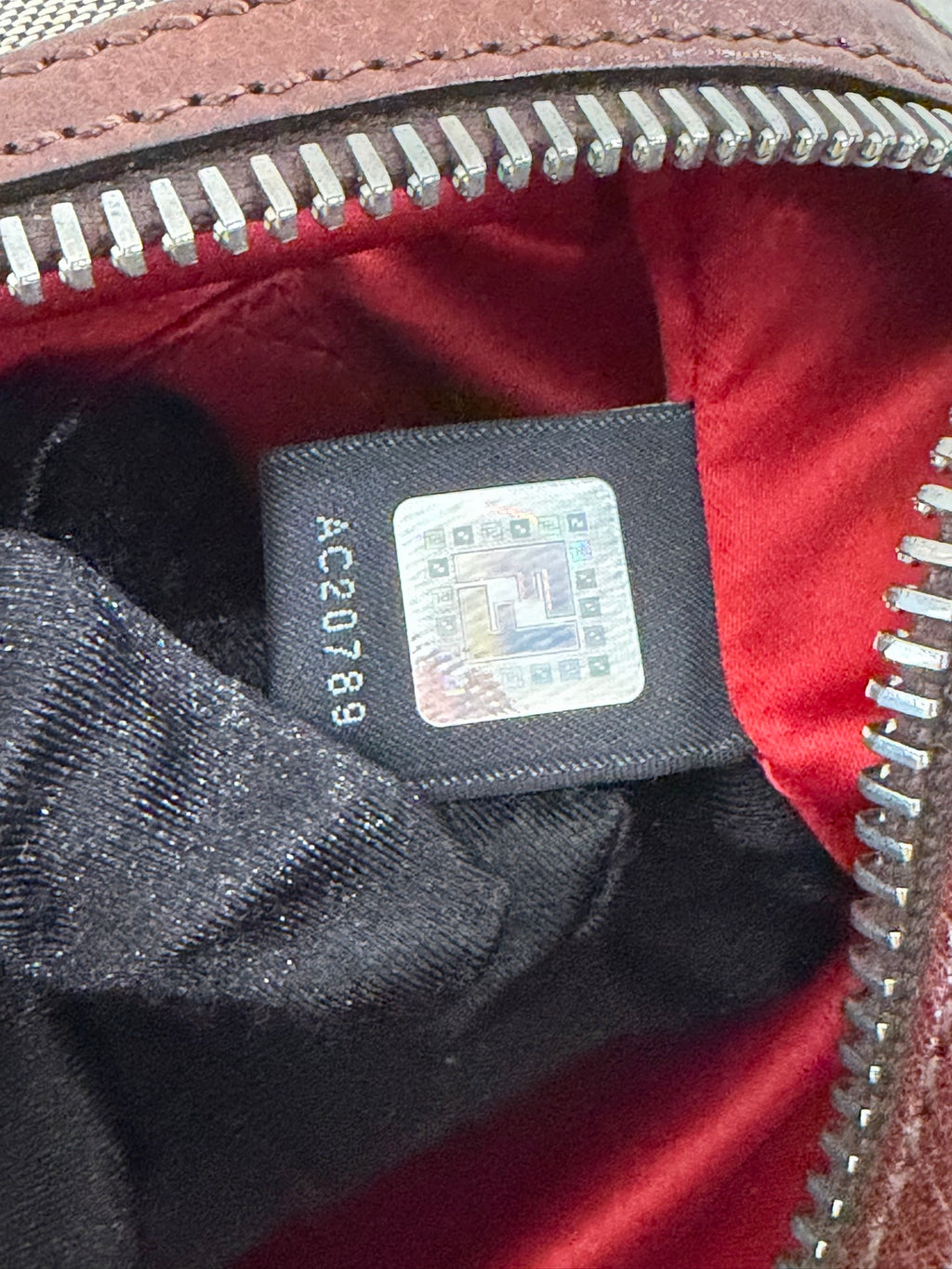 FENDI Cloth Bauletto Squirrel Boston Handbag