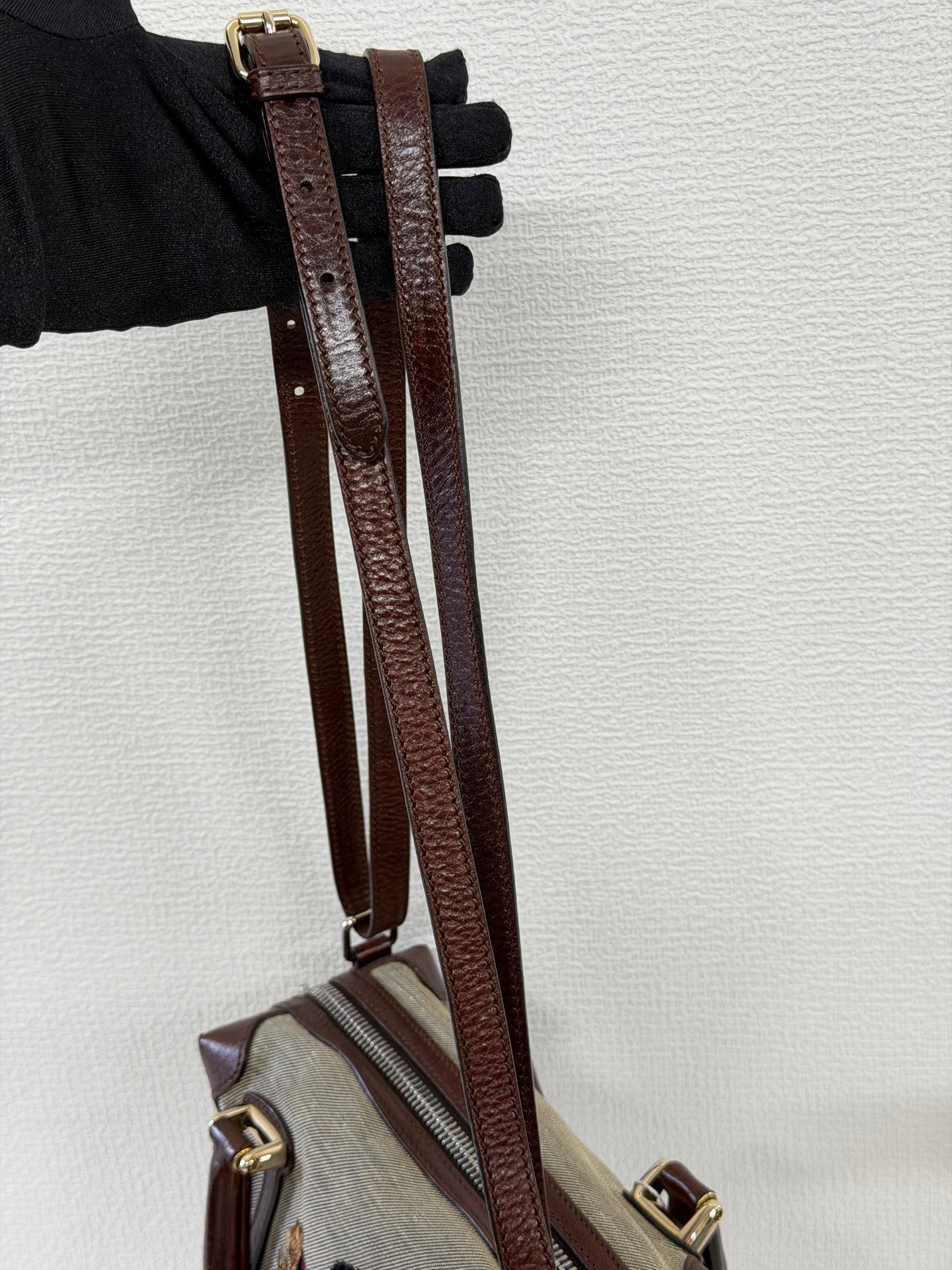 FENDI Cloth Bauletto Squirrel Boston Handbag