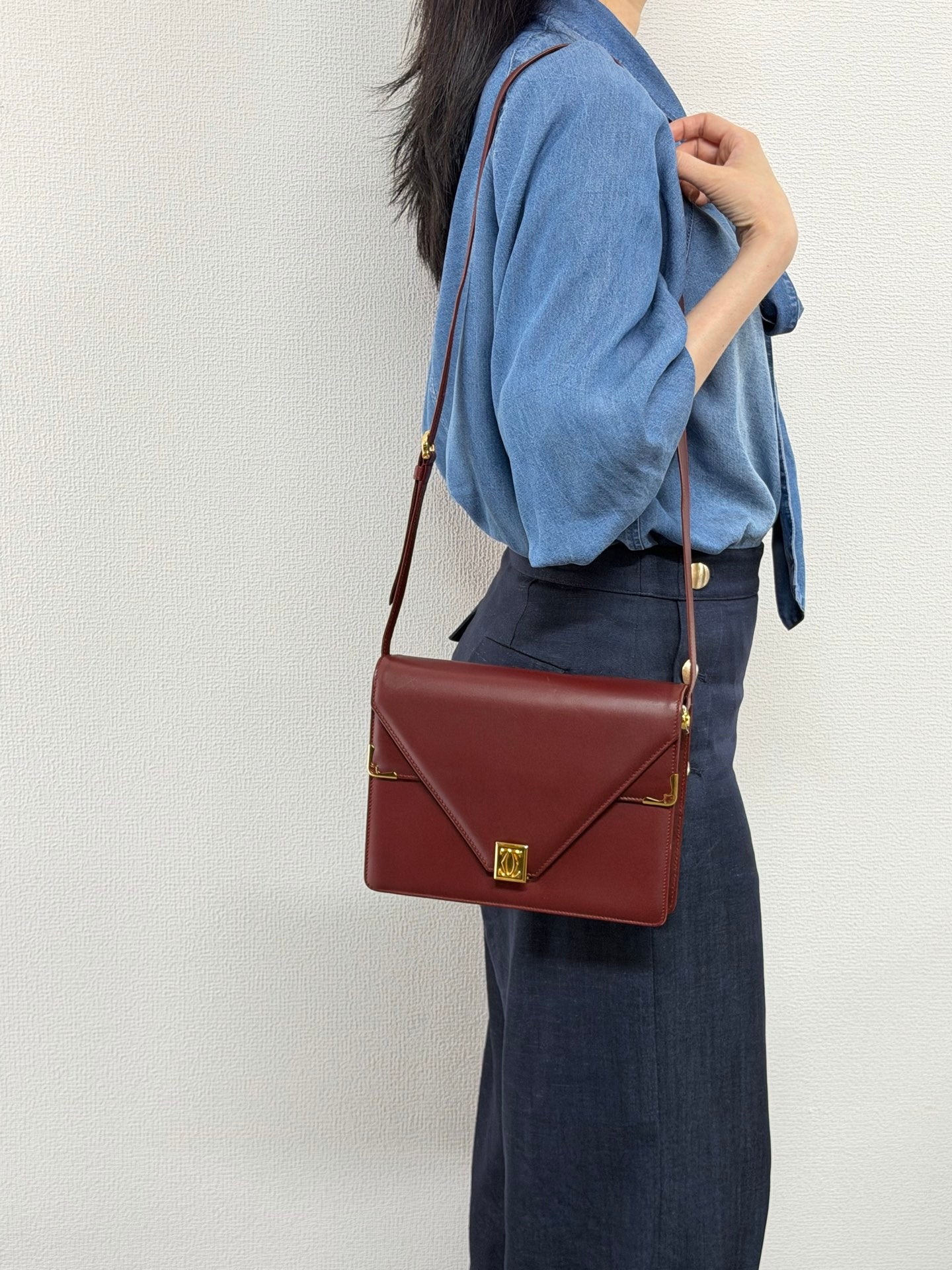 CARTIER Leather Massenger Crossbody Bag