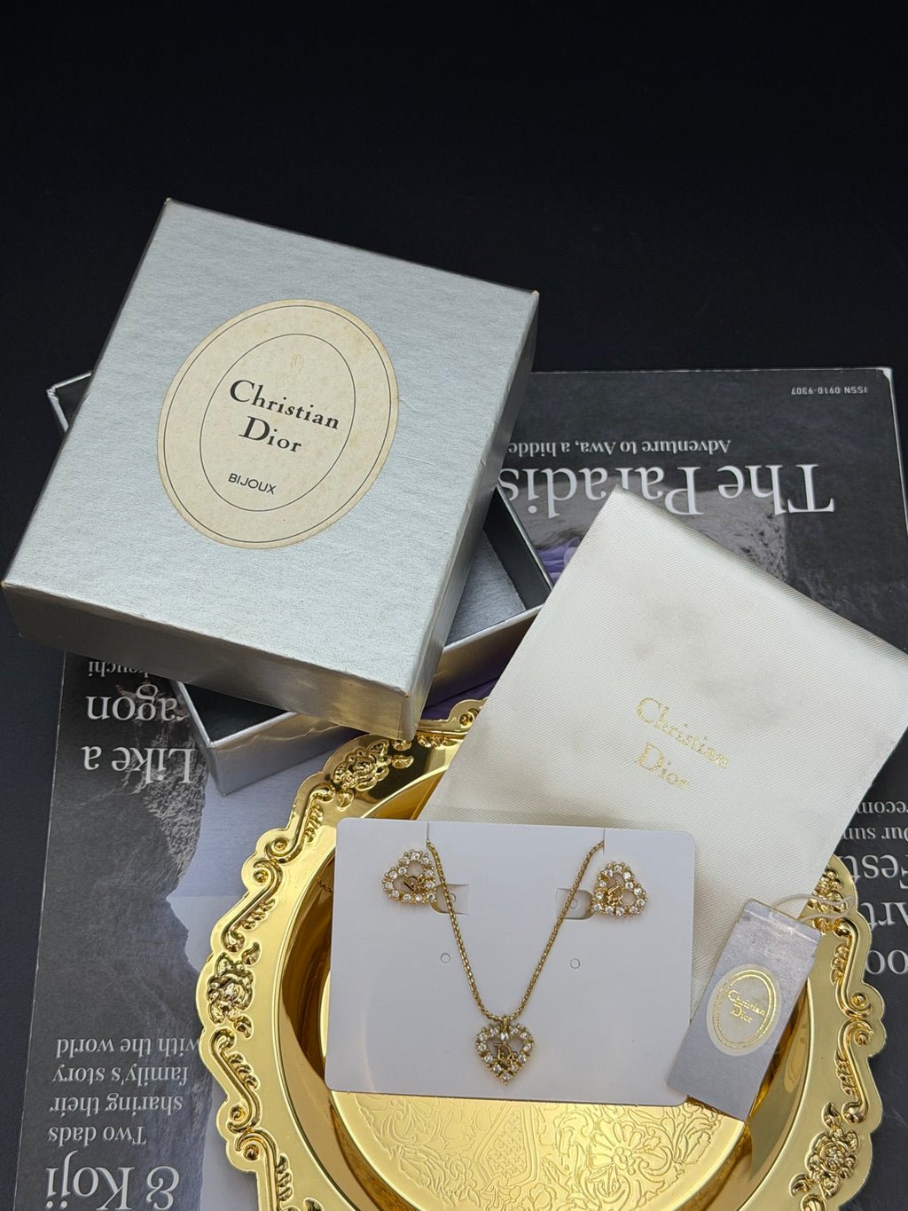 CHRISTIAN DIOR Heart-shaped Earring /Necklace Set