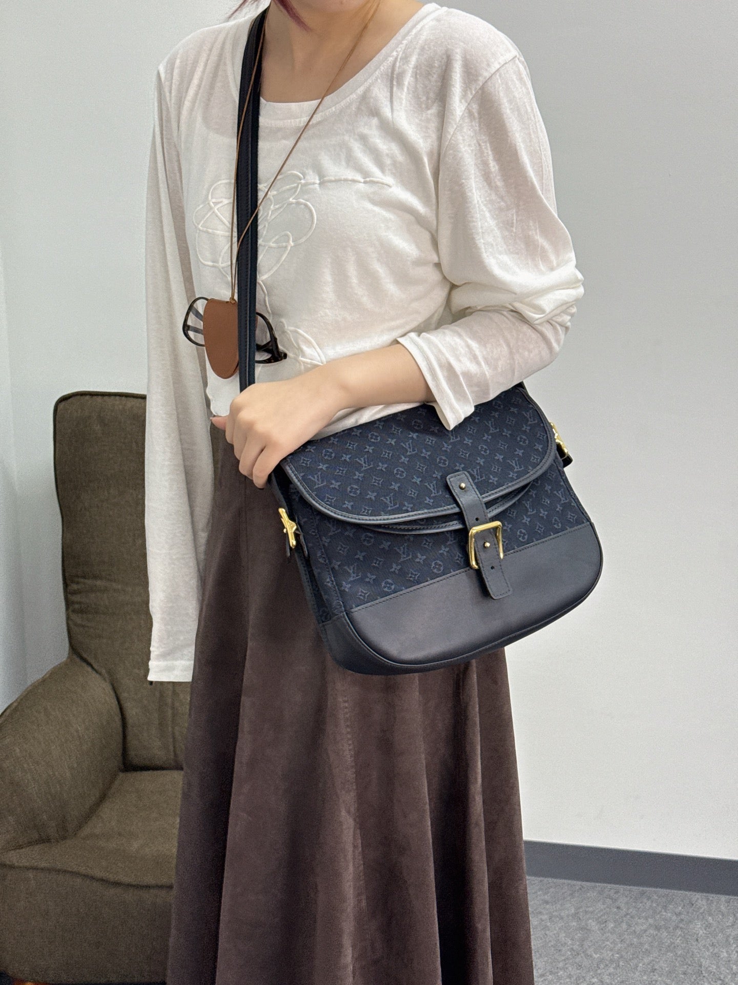 LOUIS VUITTON Monogram Denim Massenger Shoulderbag