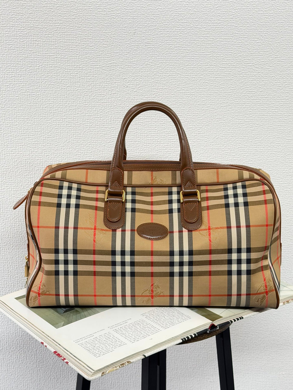 BURBERRY Check Pattern Travel Bag