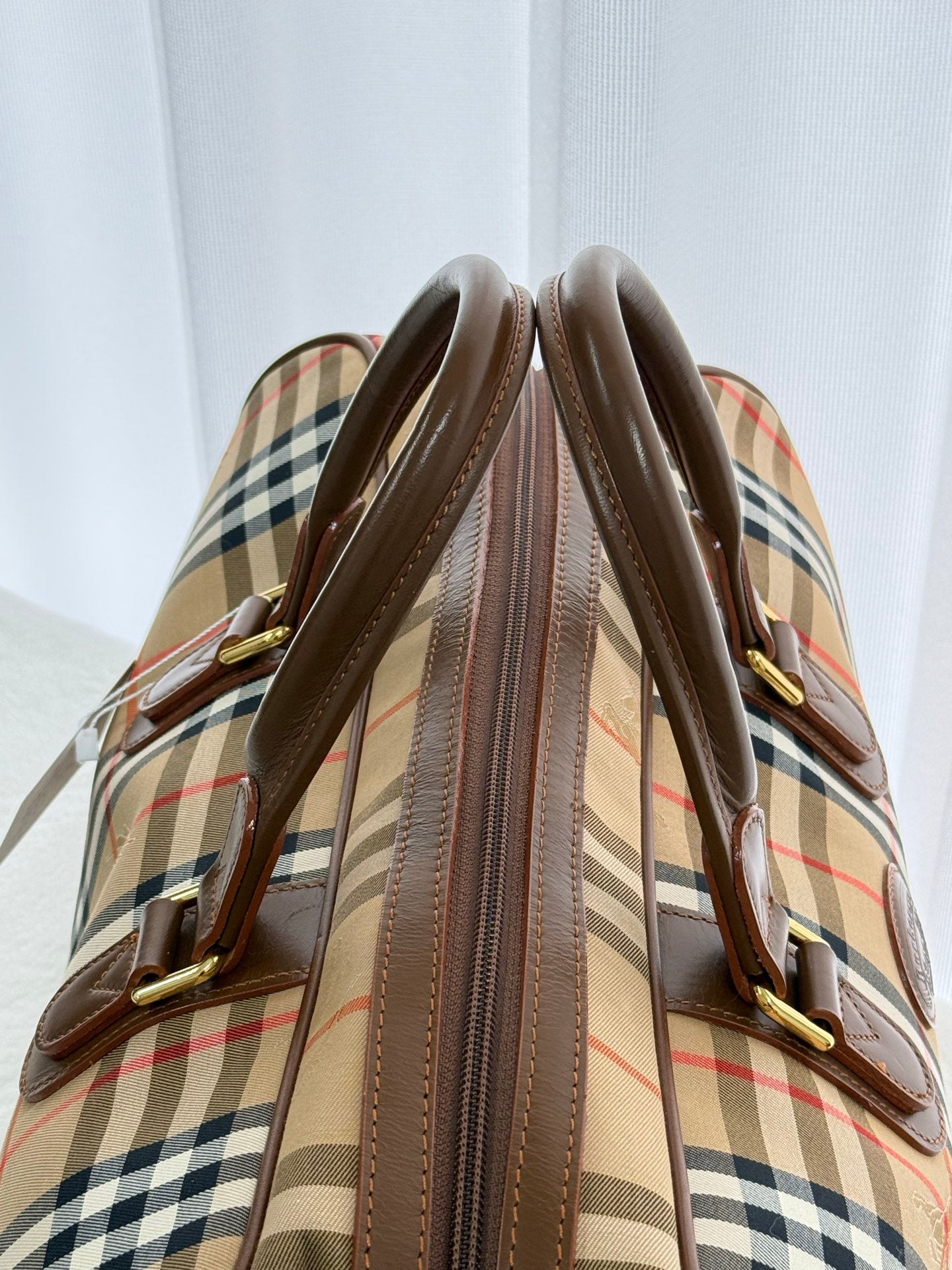 BURBERRY Check Pattern Travel Bag