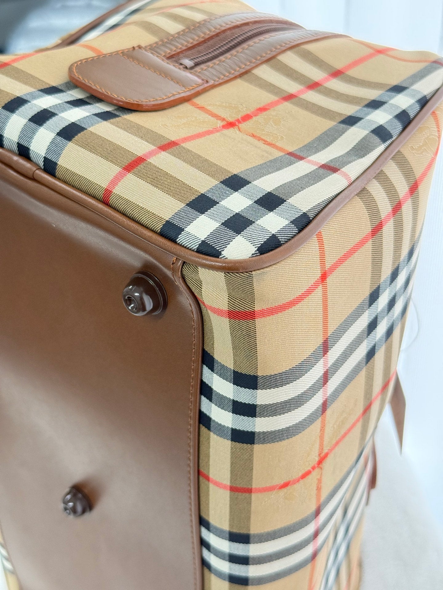 BURBERRY Check Pattern Travel Bag