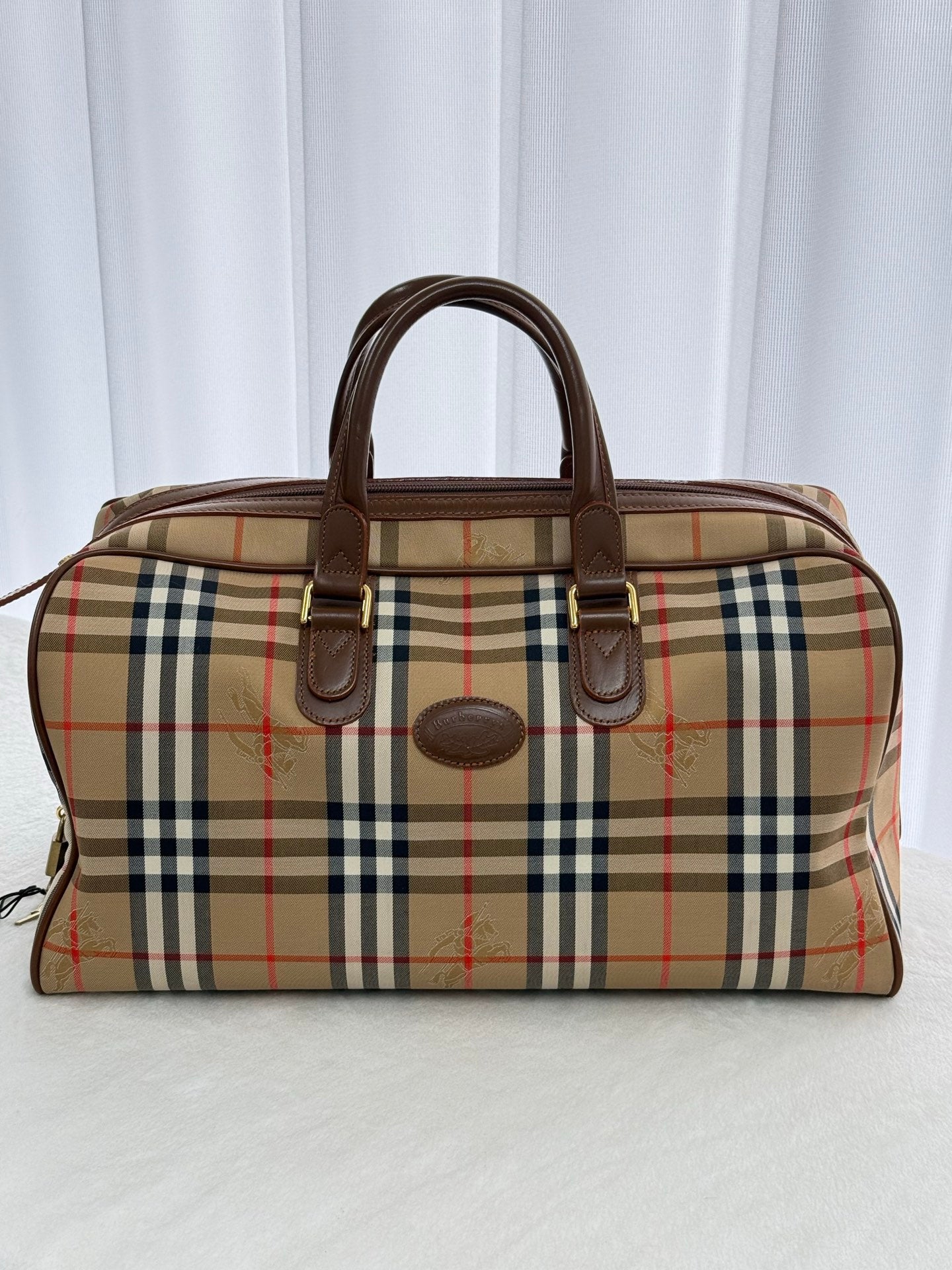 BURBERRY Check Pattern Travel Bag