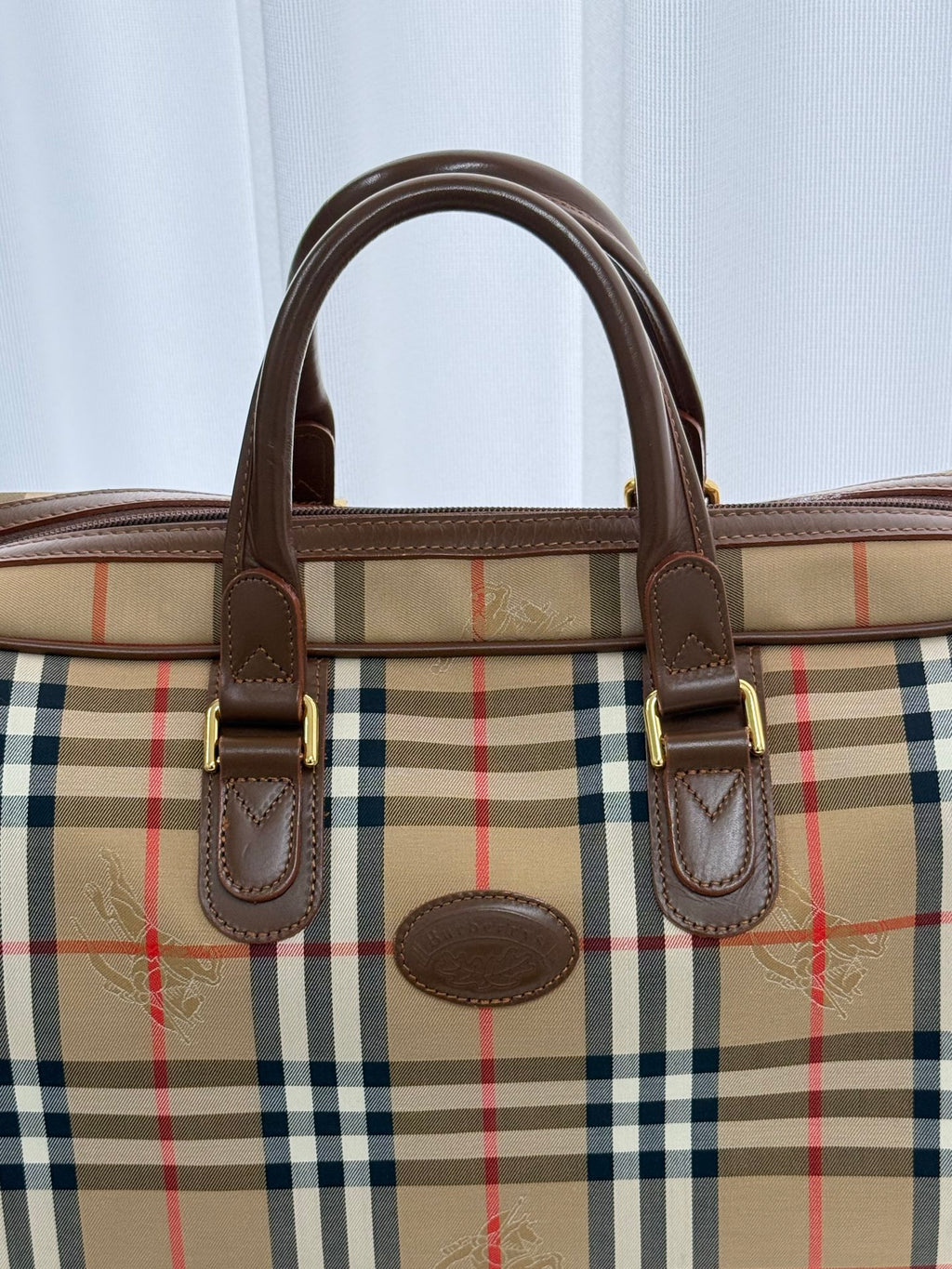 BURBERRY Check Pattern Travel Bag
