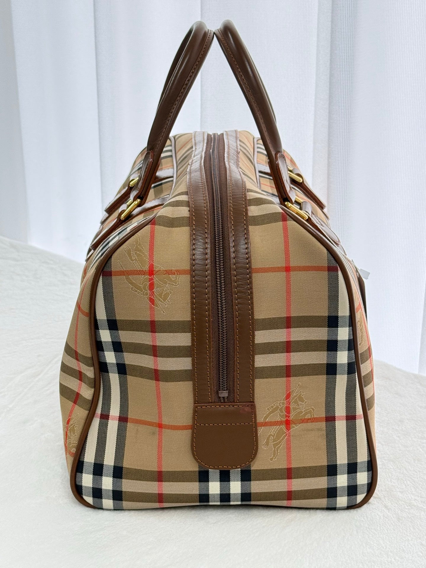 BURBERRY Check Pattern Travel Bag