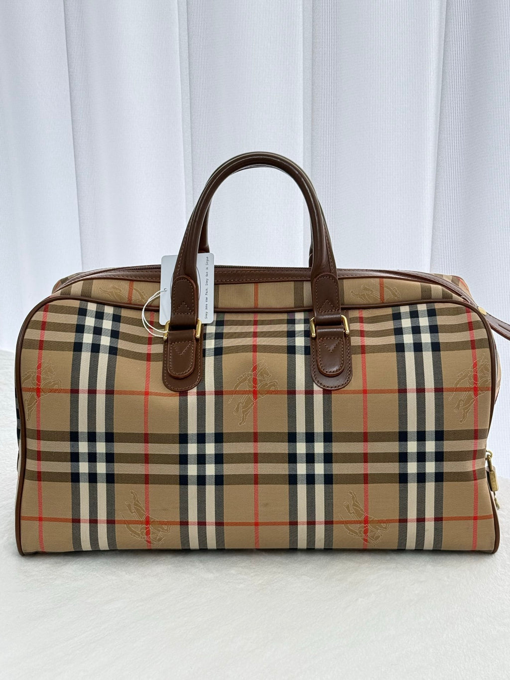 BURBERRY Check Pattern Travel Bag