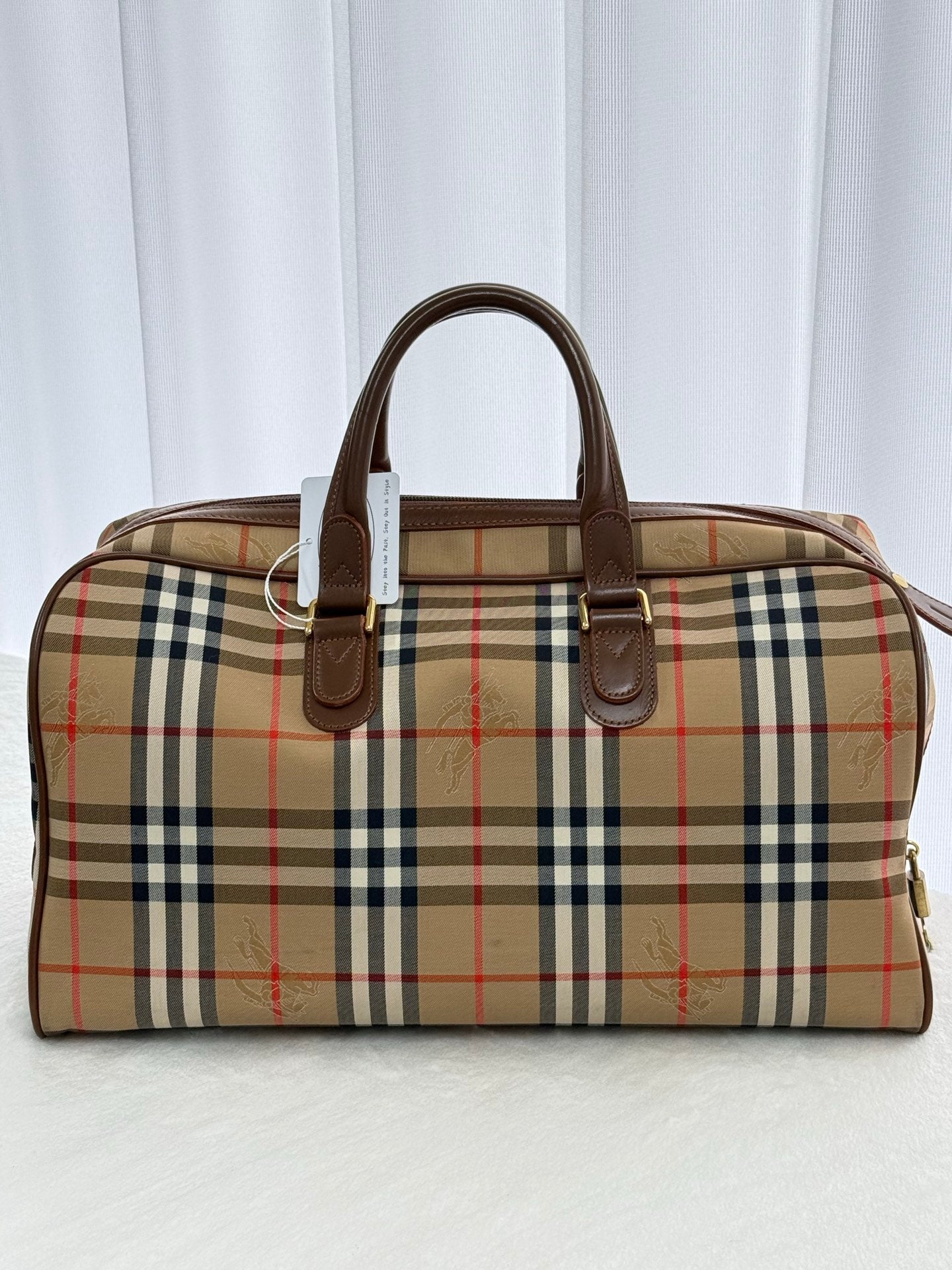 BURBERRY Check Pattern Travel Bag