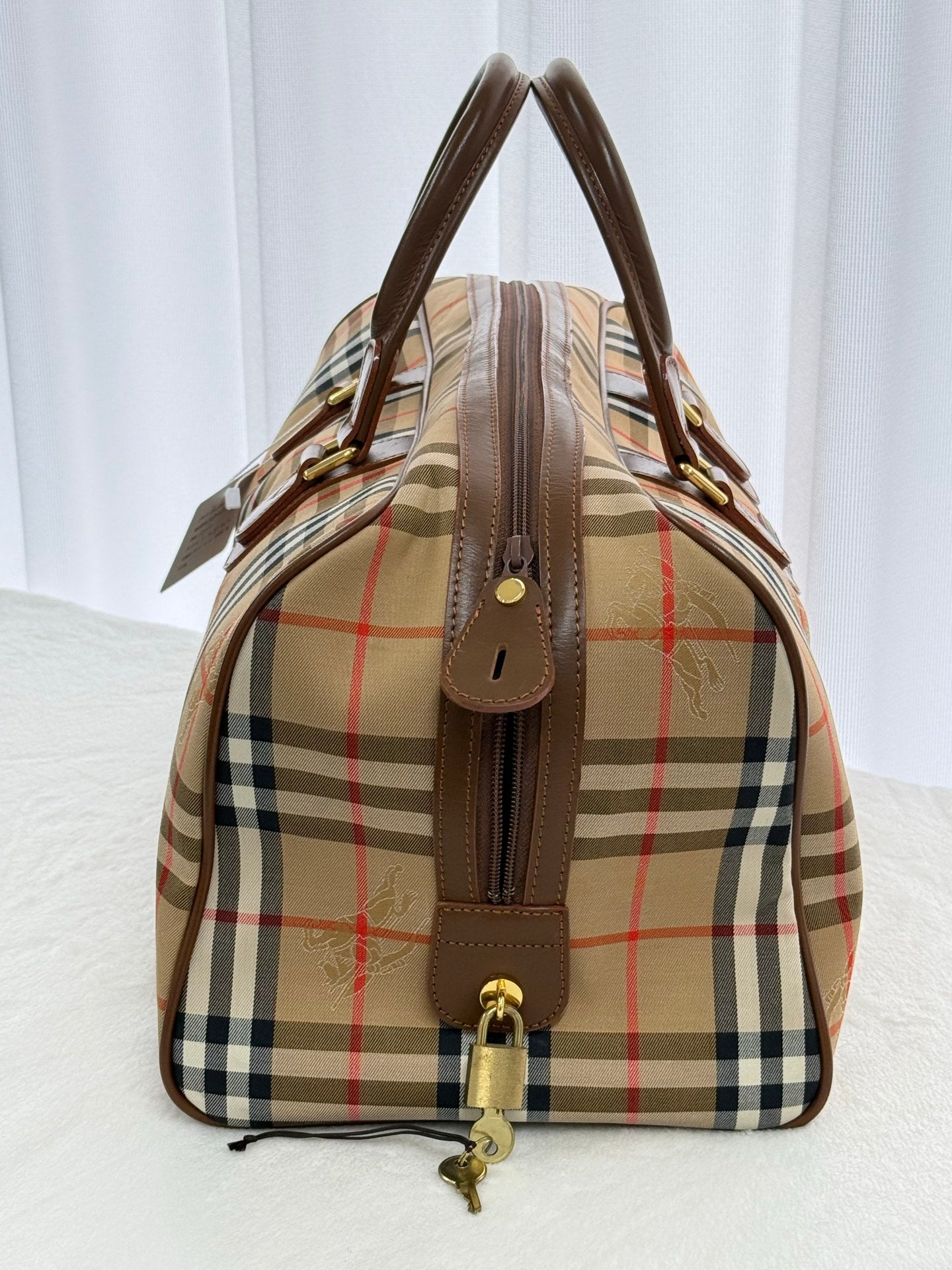 BURBERRY Check Pattern Travel Bag