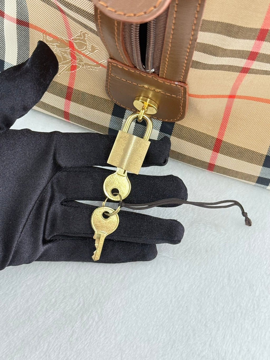 BURBERRY Check Pattern Travel Bag