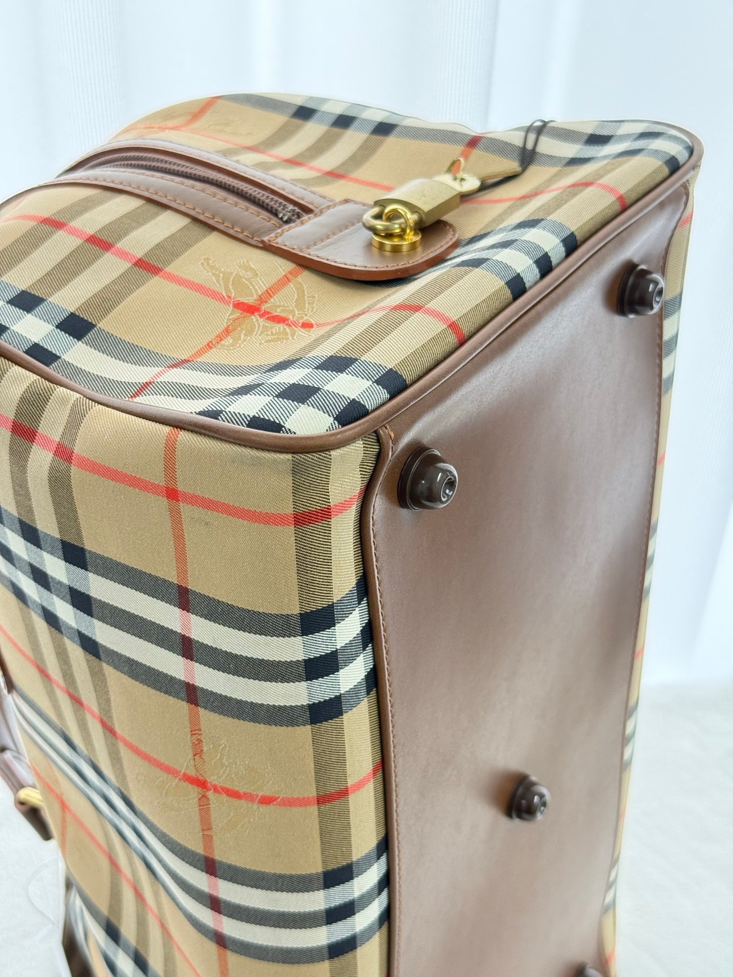 BURBERRY Check Pattern Travel Bag