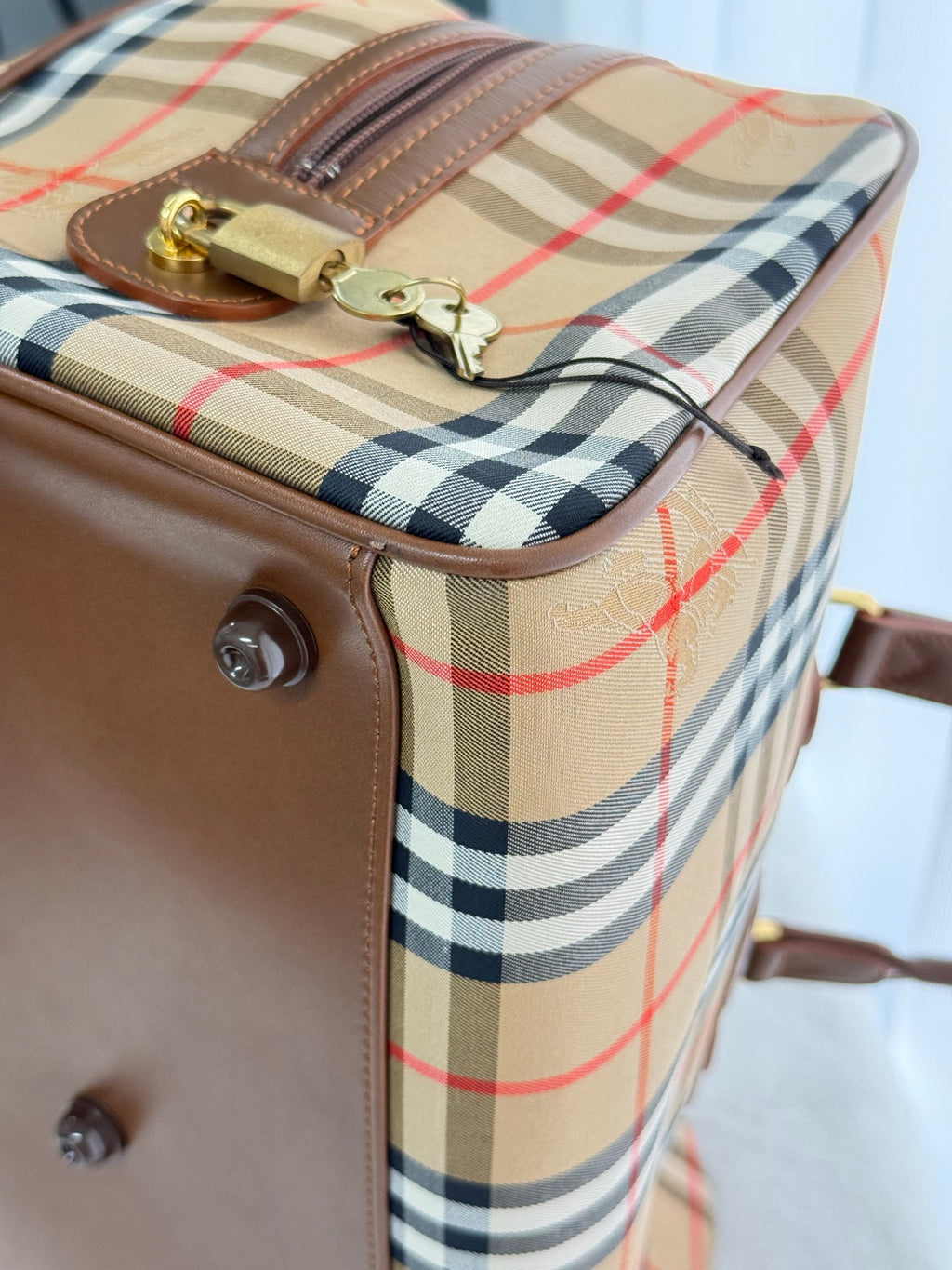 BURBERRY Check Pattern Travel Bag