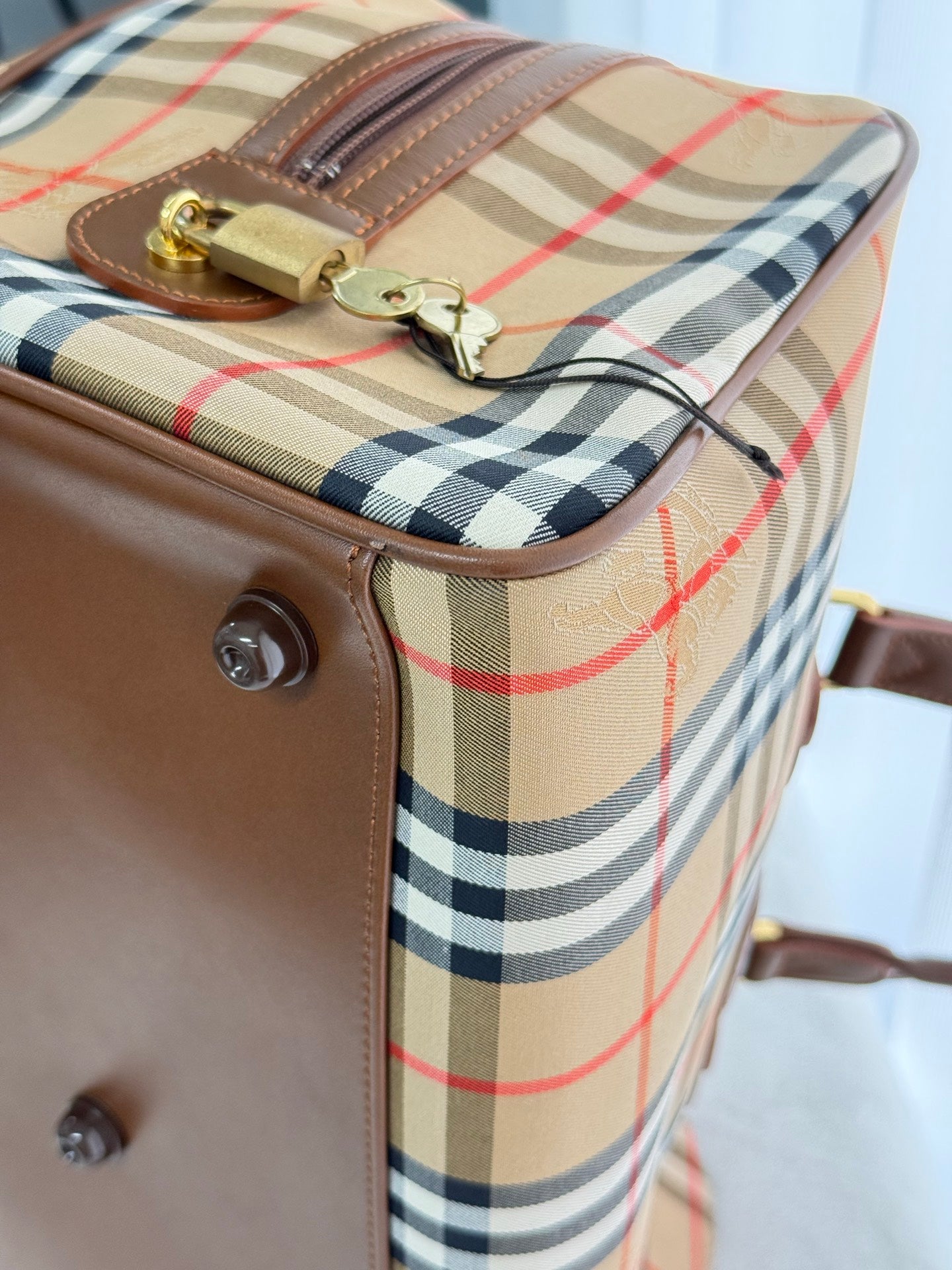 BURBERRY Check Pattern Travel Bag