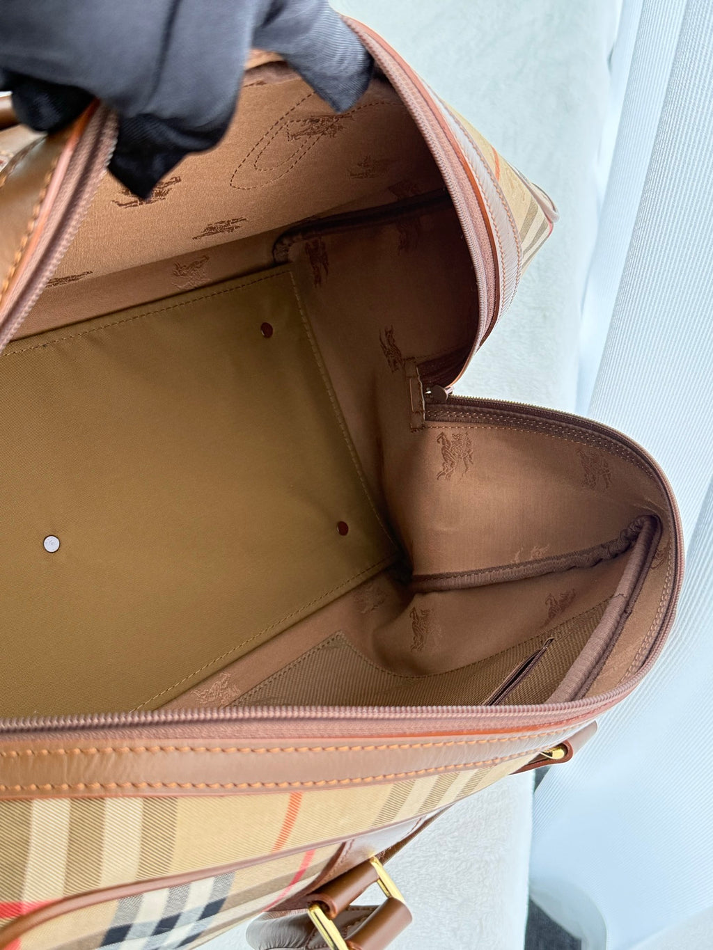BURBERRY Check Pattern Travel Bag