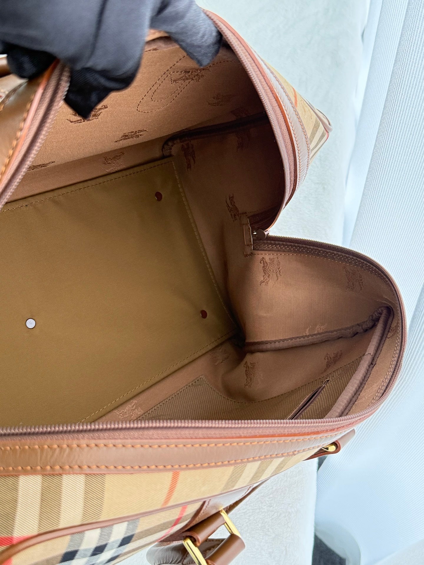 BURBERRY Check Pattern Travel Bag