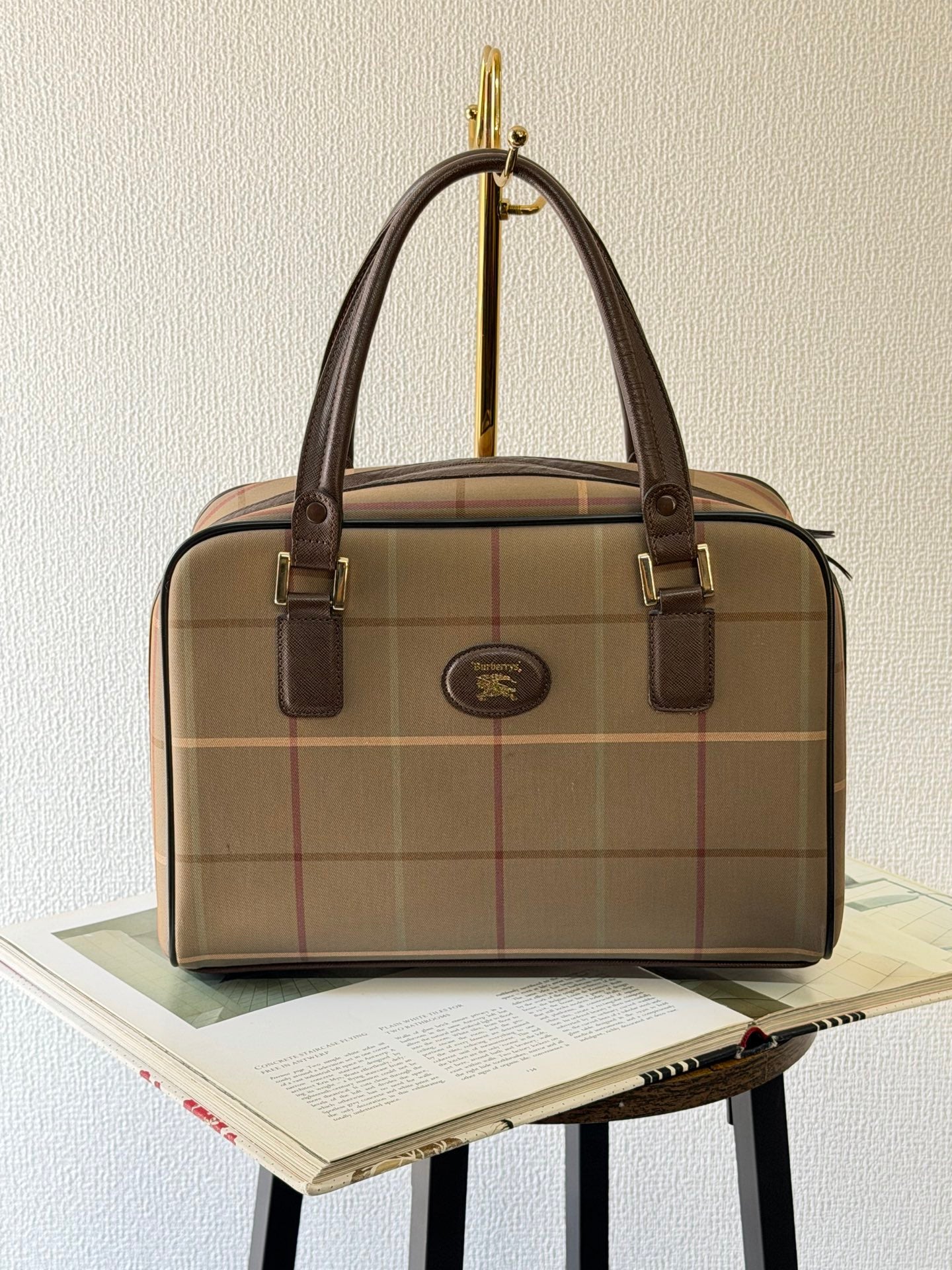 BURBERRY Check Pattern Handbag