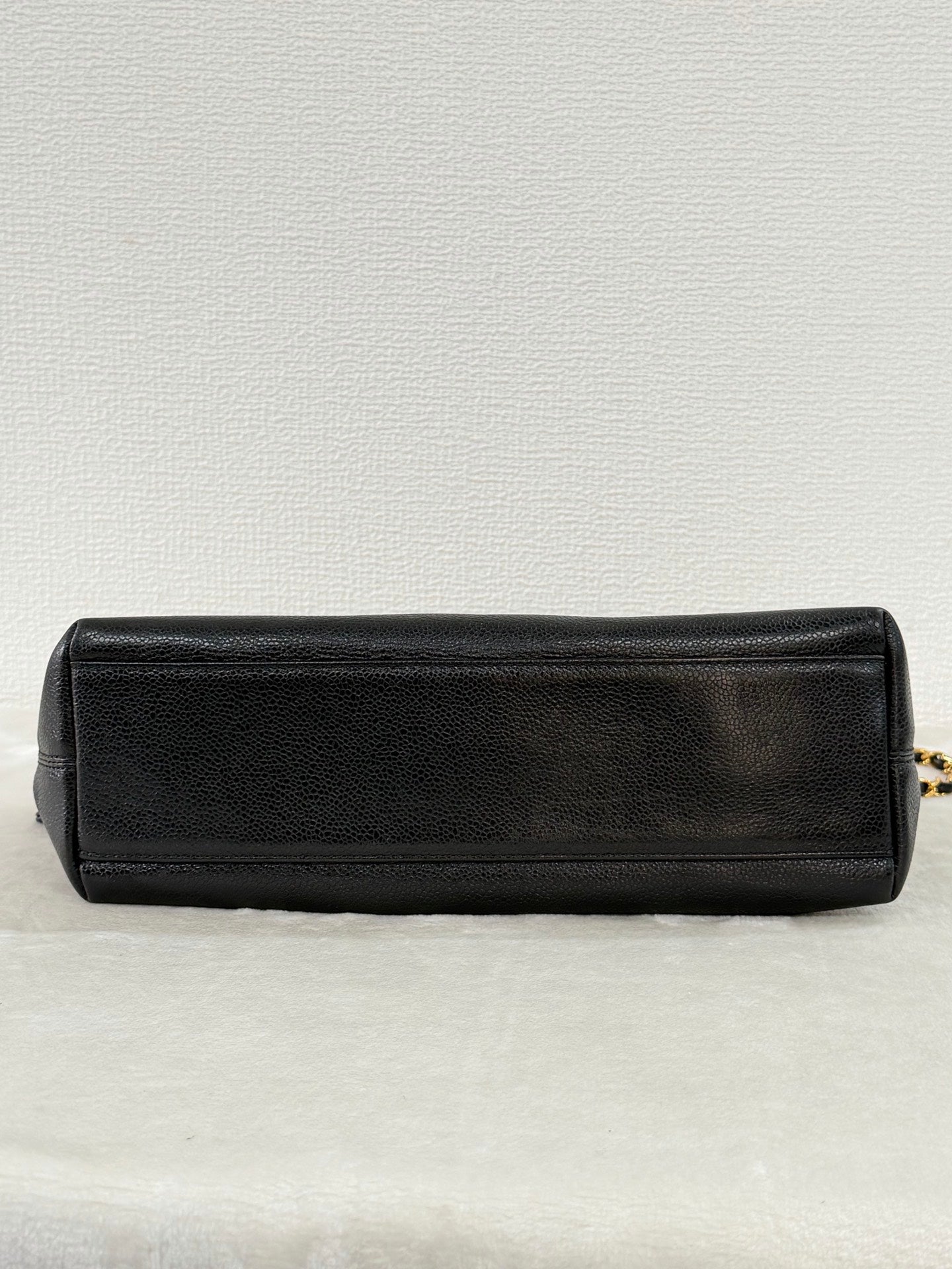 CHANEL Caviar Embossed Logo Chain Tote Bag